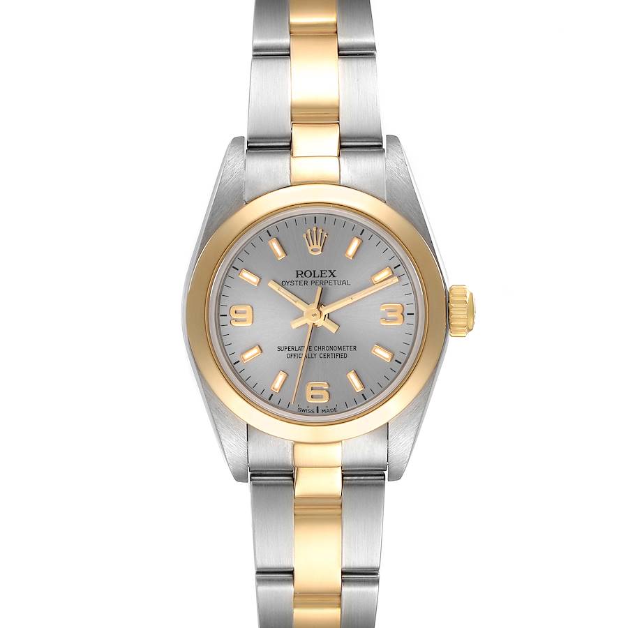 Rolex Oyster Perpetual Nondate Steel Yellow Gold Ladies Watch 76183 Box Papers SwissWatchExpo