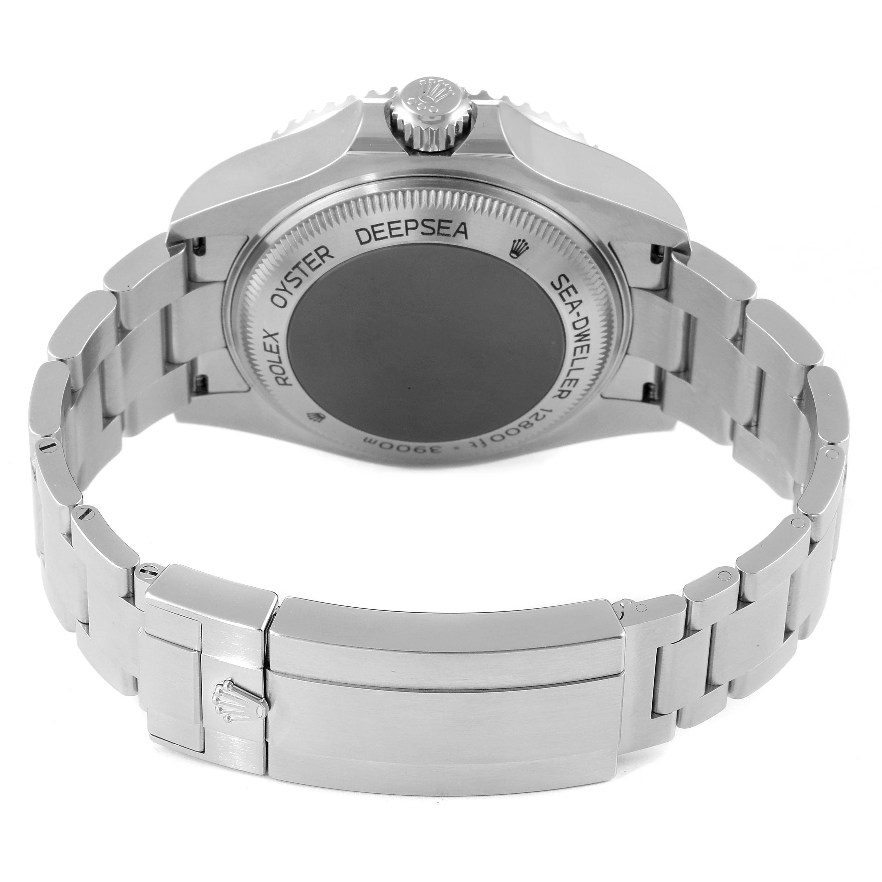 This image shows the back case and bracelet clasp of a Rolex Sea-Dweller 126660 Men
s Stainless Steel Blue Dial 126660 Men
s Stainless Steel Blue Dial watch.