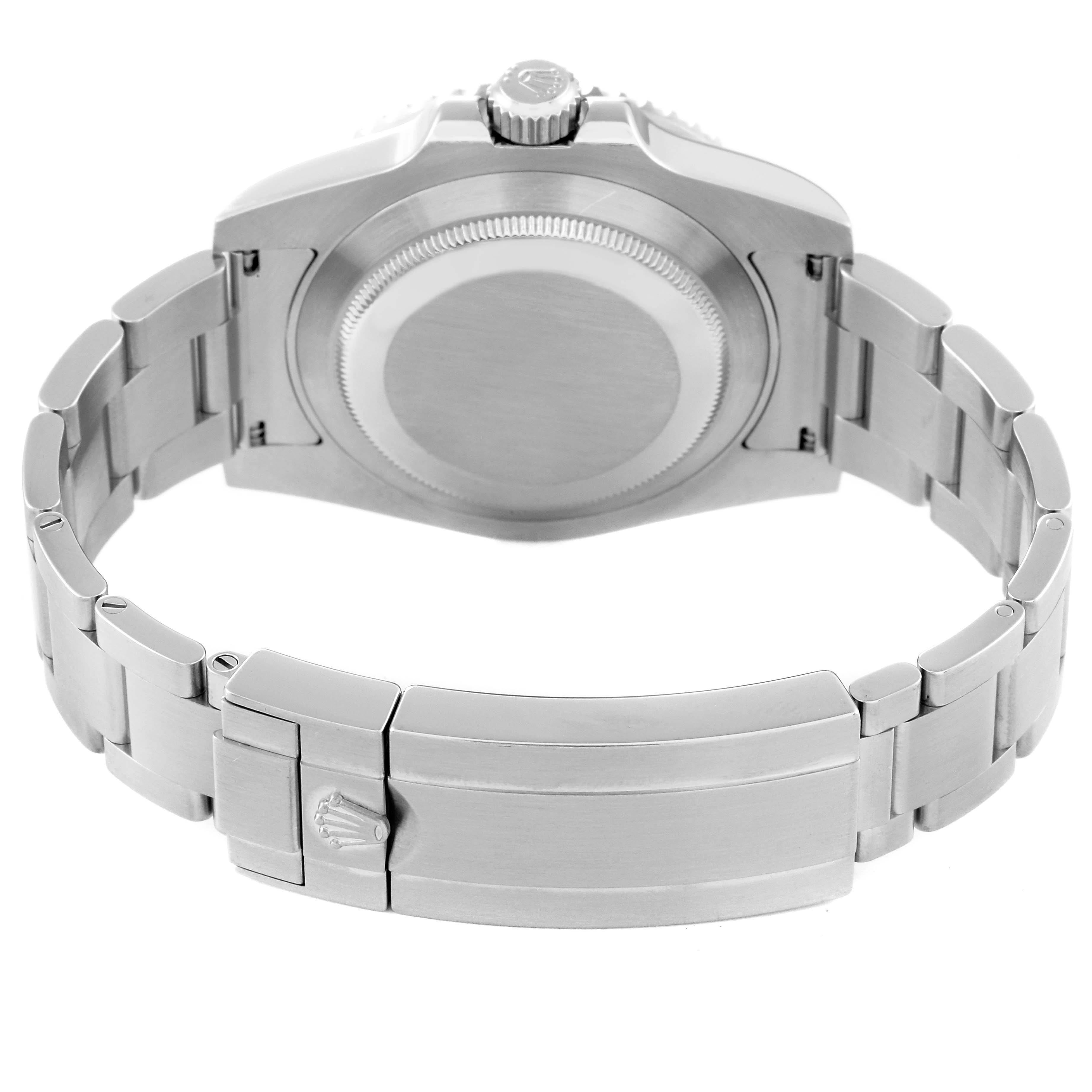 This image shows the back view of a Rolex Submariner 116610 Men
s Stainless Steel Black Dial 116610 Men
s Stainless Steel Black Dial watch, featuring the closed clasp and bracelet links.