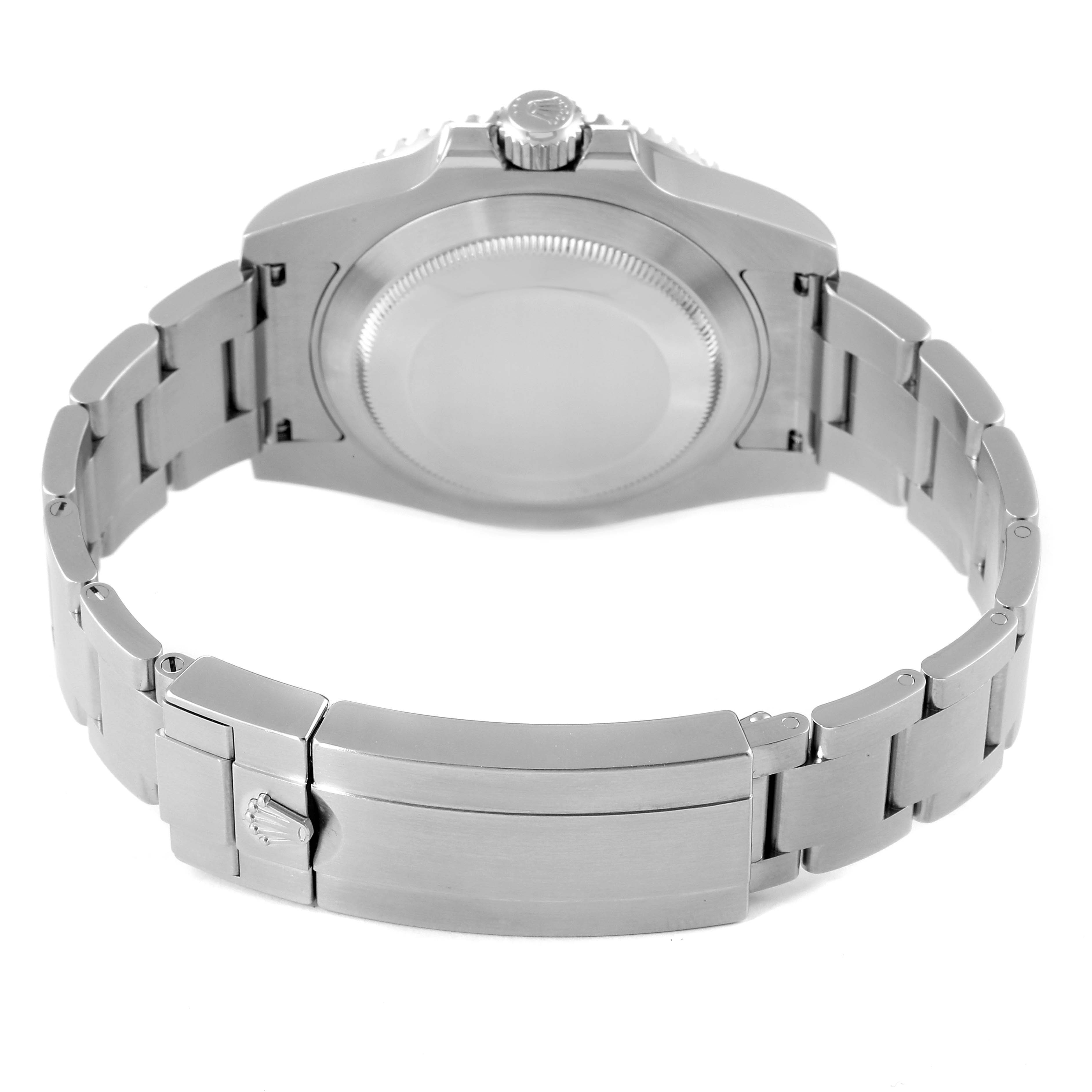 The image shows the back view of a Rolex Submariner 116610LN Men
s Stainless Steel Black Dial 116610LN Men
s Stainless Steel Black Dial watch, highlighting its case, bracelet, and clasp.