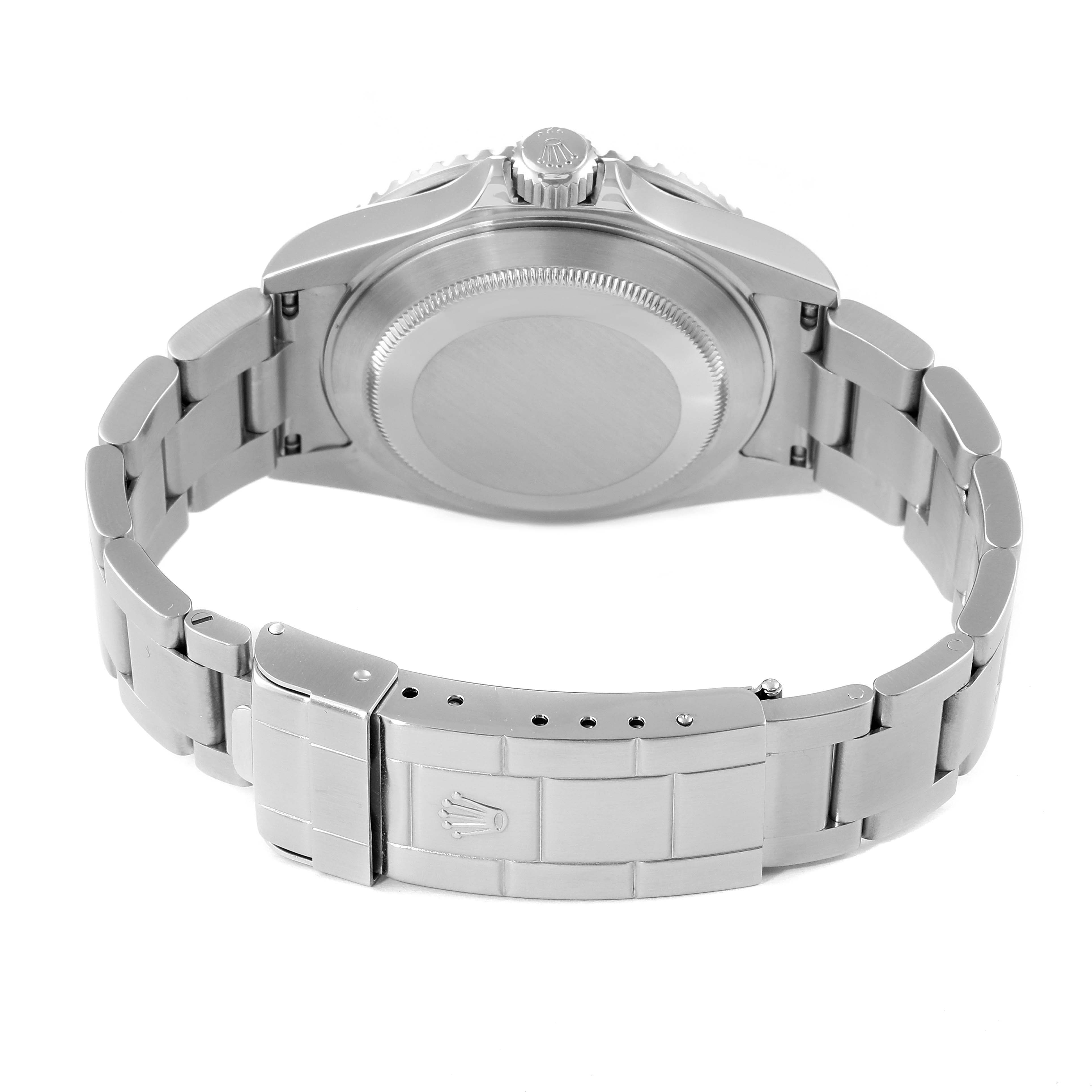 This image shows the back view of a Rolex Submariner 16610 Men
s Stainless Steel Black Dial 16610 Men
s Stainless Steel Black Dial watch, highlighting the case back, bracelet, and clasp.