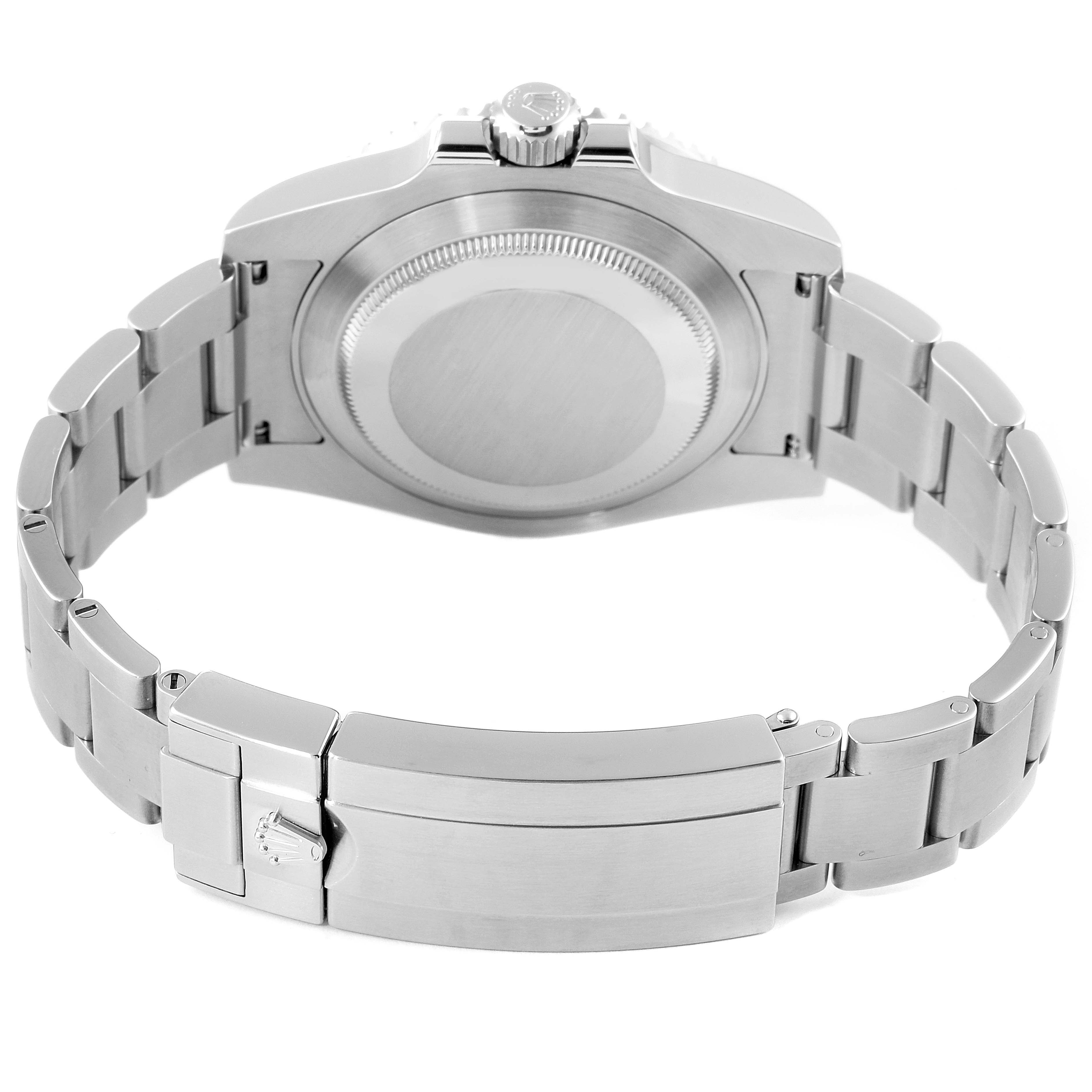 The image shows the back case and bracelet of a Rolex Submariner 116610LV Men
s Stainless Steel Green Dial 116610LV Men
s Stainless Steel Green Dial watch from a rear angle.