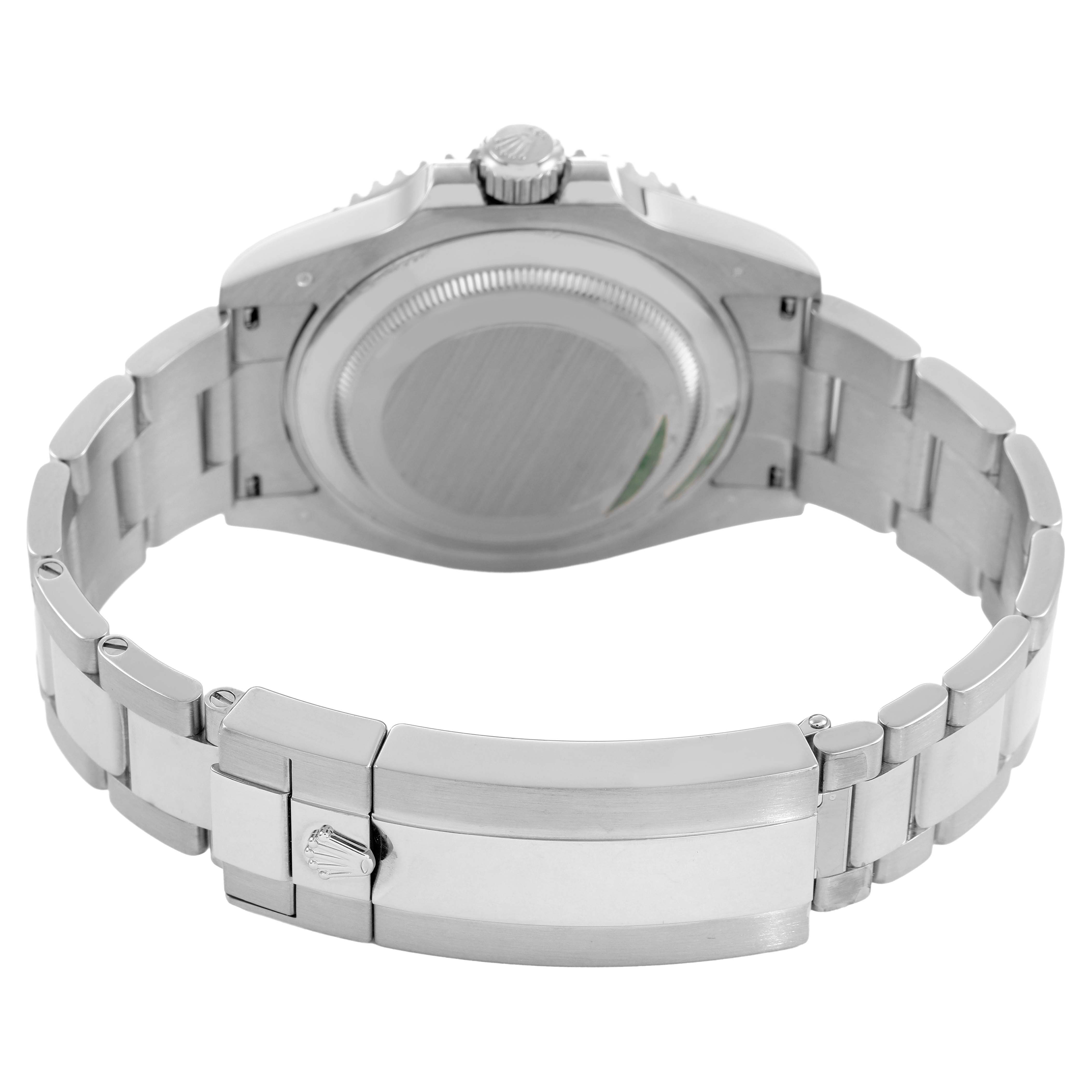 The image shows the back and clasp of a Rolex Submariner 126619 Men's White Gold Black Dial watch in a rear angle.