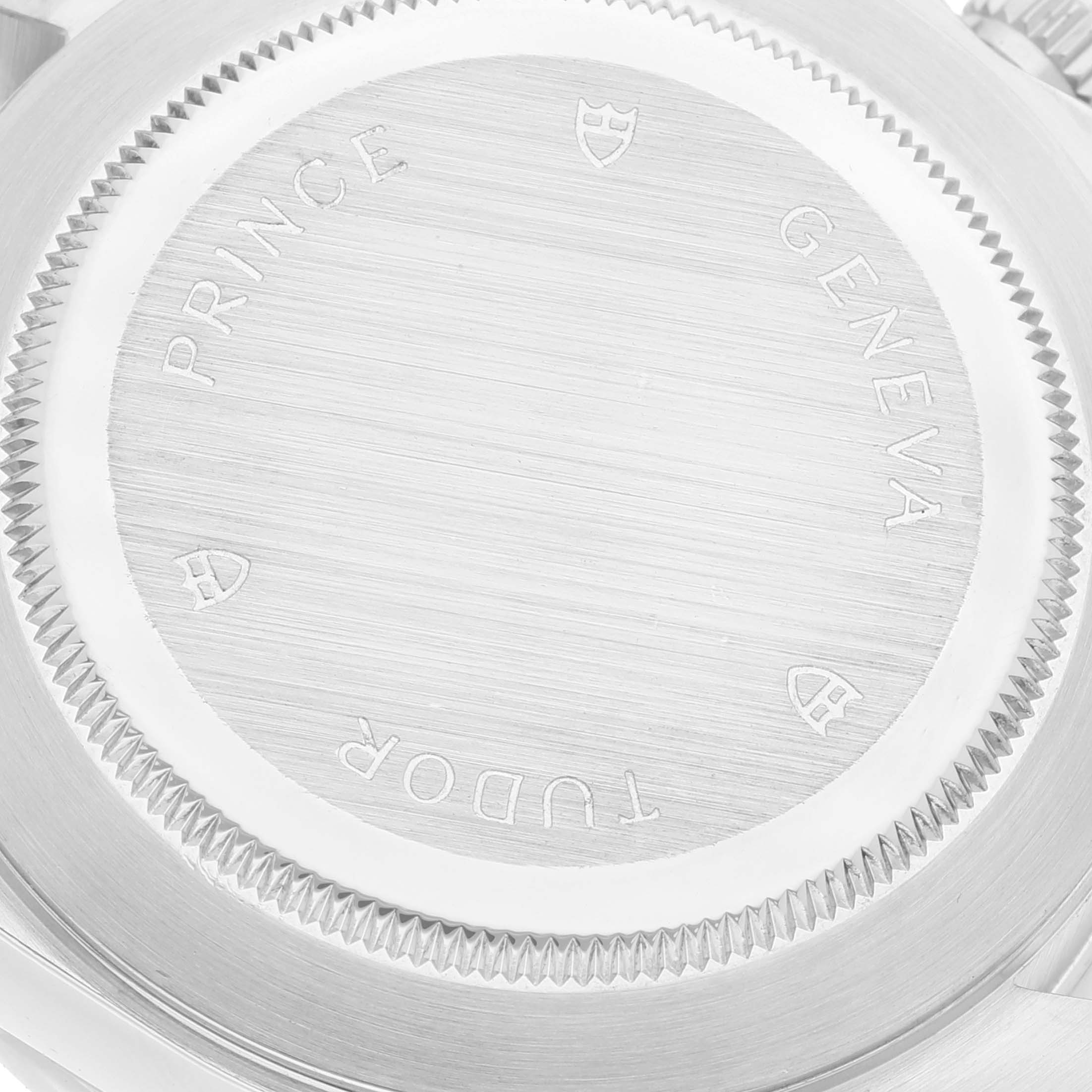 This image shows the case back of a Tudor Prince model watch.