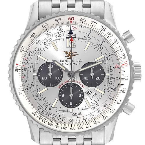 Photo of Breitling Navitimer 50th Anniversary Silver Dial Mens Watch A41322 Box Papers