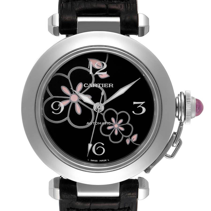 Cartier Pasha C Flower Dial Limited Edition Steel Ladies Watch W3109699 SwissWatchExpo