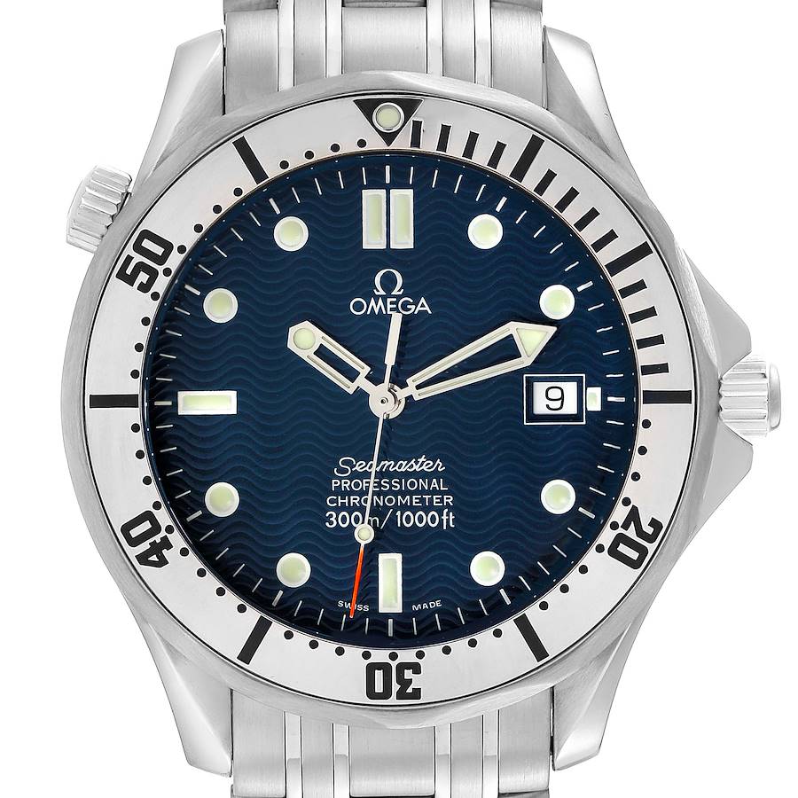 Omega Seamaster Diver 300M Blue Wave Decor Dial Steel Mens Watch 2532.80.00 SwissWatchExpo