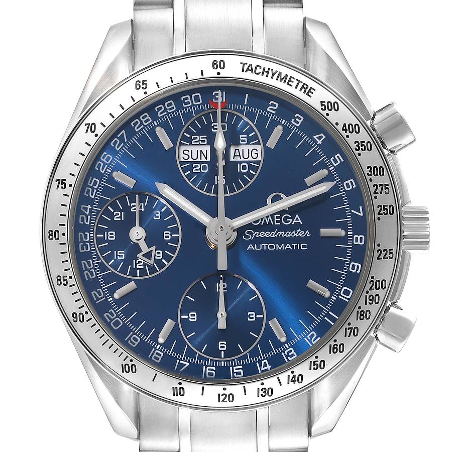 Omega Speedmaster Day-Date 39 Blue Dial Steel Mens Watch 3523.80.00 SwissWatchExpo