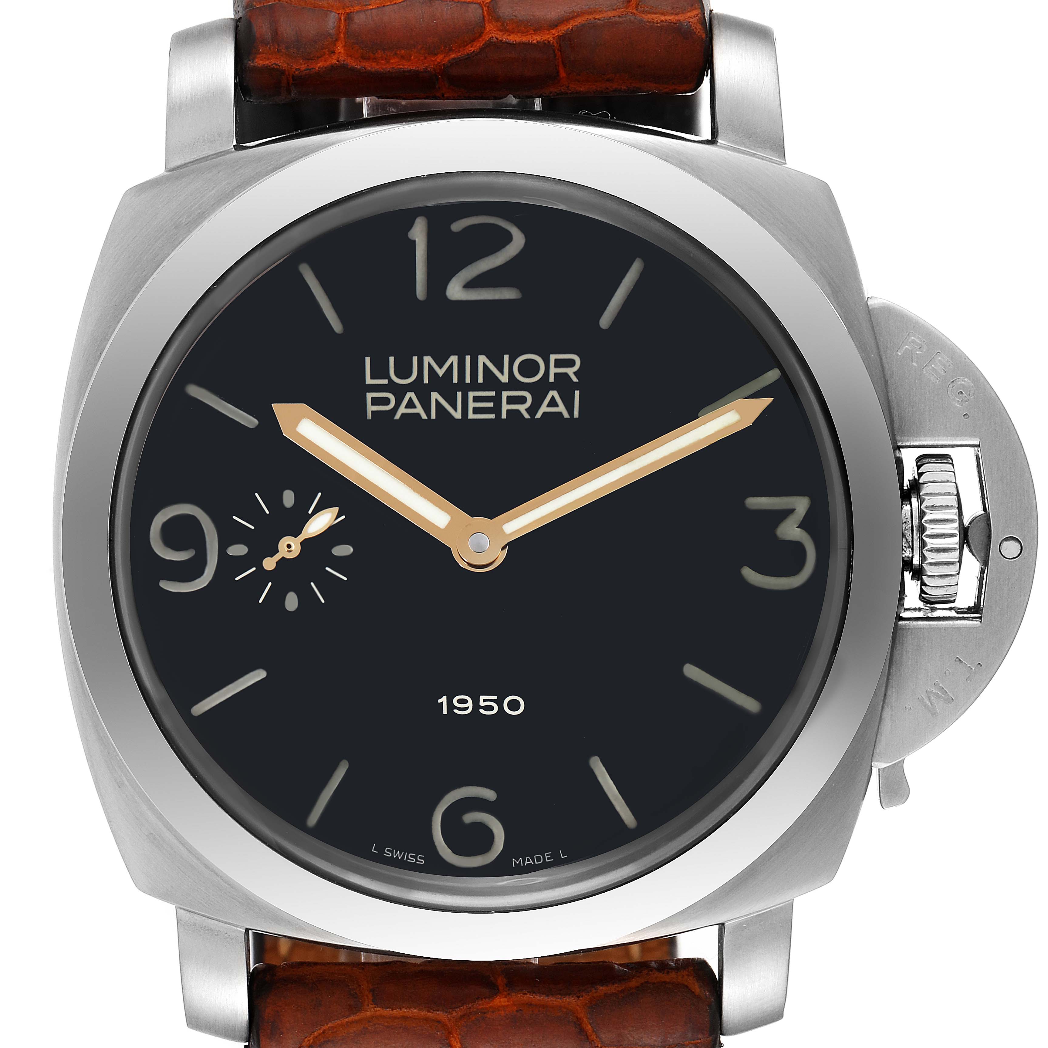 Panerai Luminor 1950 LE 47mm Steel Black Dial Mens Watch PAM00127