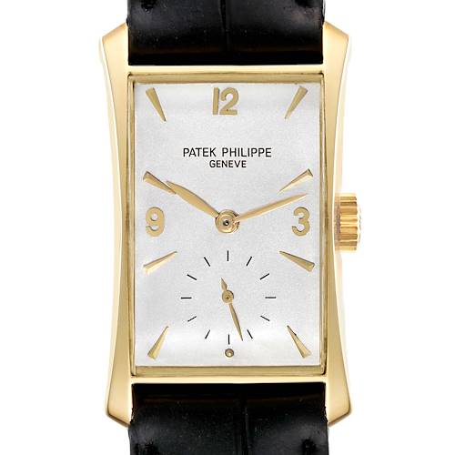 Photo of Patek Philippe Hour Glass Yellow Gold Silver Dial Vintage Mens Watch 2468