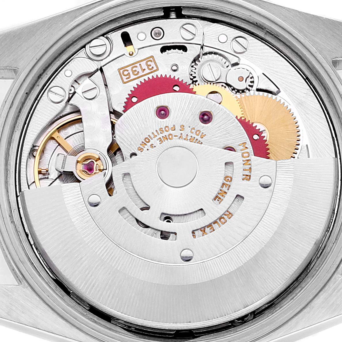 This image shows the internal mechanism of the Rolex Date 15200 Men's Stainless Steel Black Dial 15200 Men's Stainless Steel Black Dial model watch, photographed from the back.