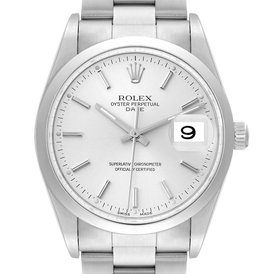 Rolex Date Silver Dial Smooth Bezel Steel Mens Watch 15200 Box Papers SwissWatchExpo