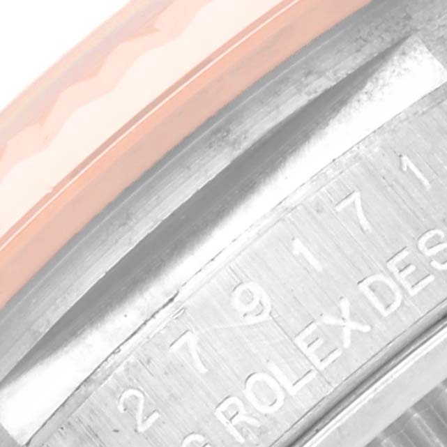 This is a close-up of the serial number area on the Datejust model by Rolex.