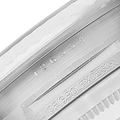 The close-up image shows the inner bezel and reference number of the Rolex Datejust 41 126334 Men
s Stainless Steel Black Dial 126334 Men
s Stainless Steel Black Dial model.