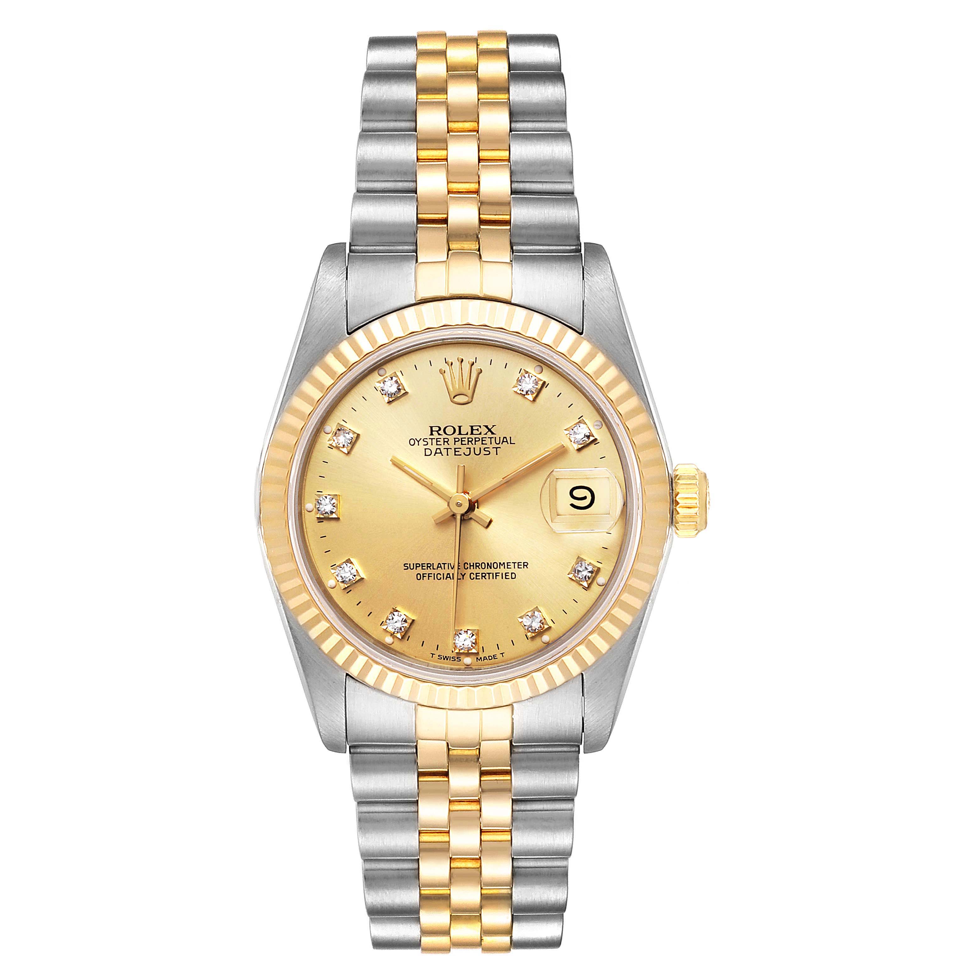 ROLEX DATEJUST 68273 3コマ Rolex Datejust Mid size 31mm Black Diamond dial 68273
