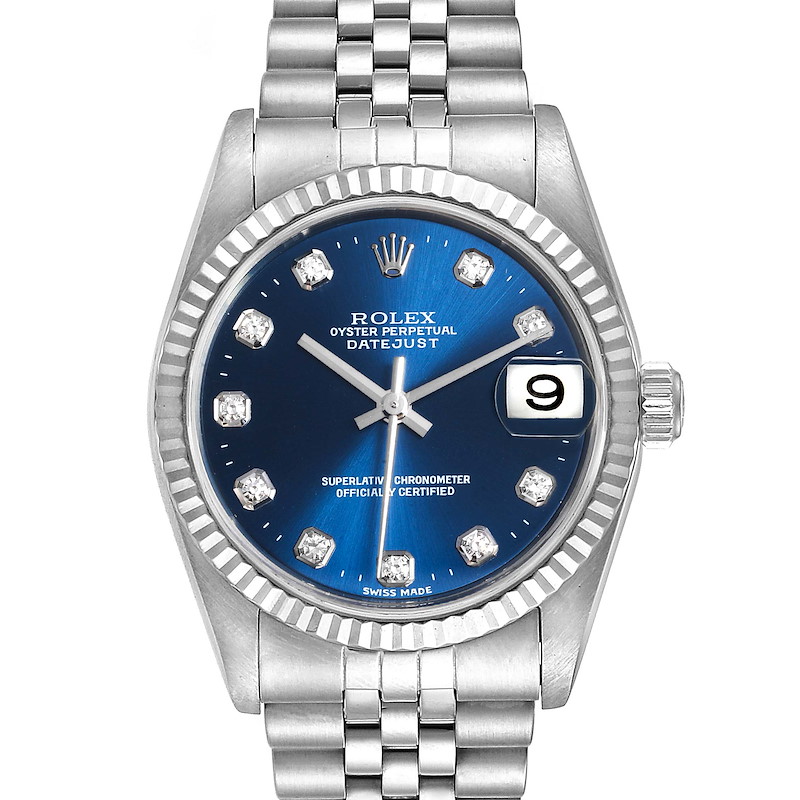 Rolex Datejust Midsize Steel White Gold Diamond Ladies Watch 78274 SwissWatchExpo