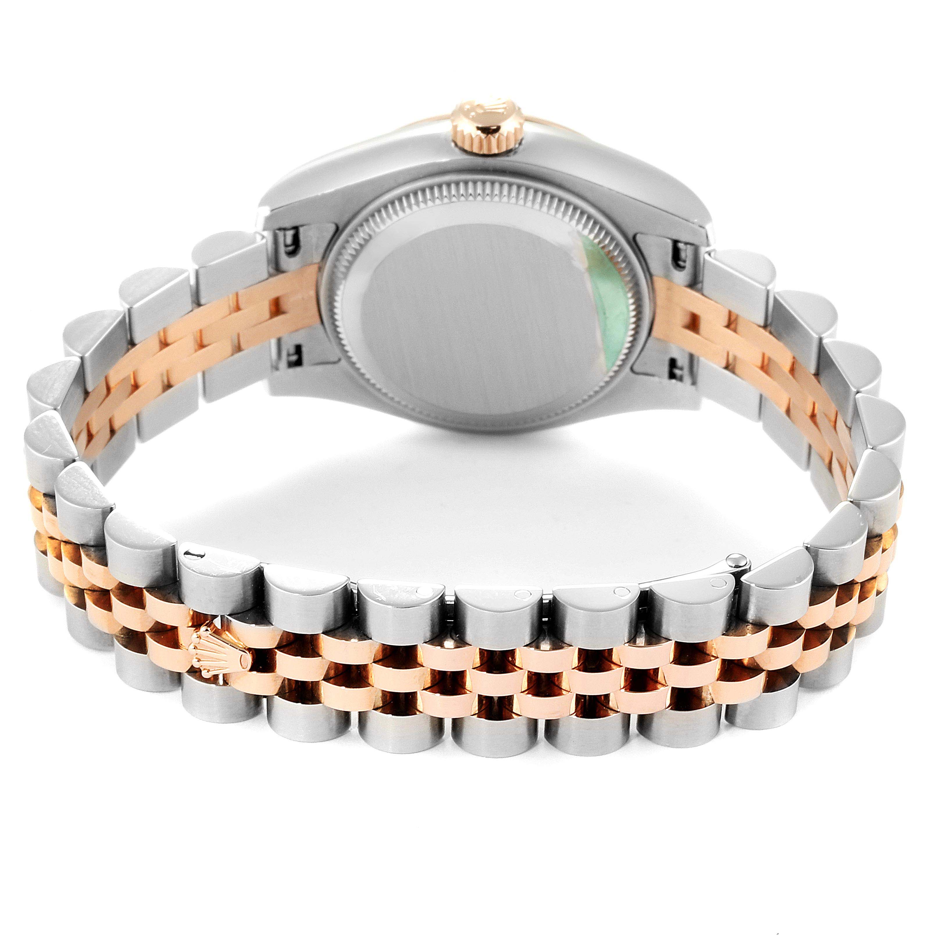 The image shows the back view of a Rolex Datejust 179171 Women's Steel and Gold (two tone) Mother of Pearl Dial 179171 Women's Steel and Gold (two tone) Mother of Pearl Dial watch, highlighting the case back and two-tone bracelet.