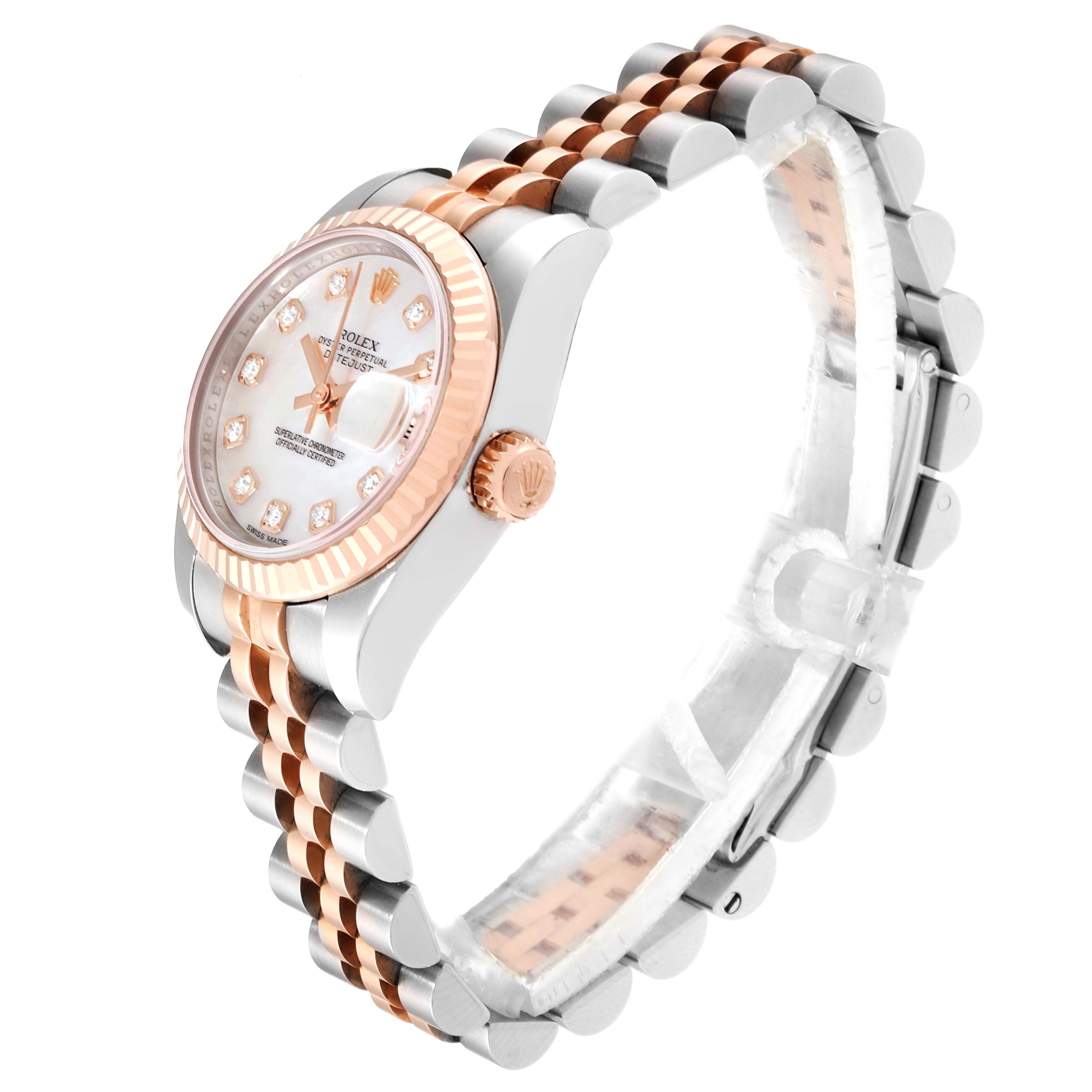 Rolex Datejust Steel EveRose Gold MOP Diamond Ladies Watch 179171 ...