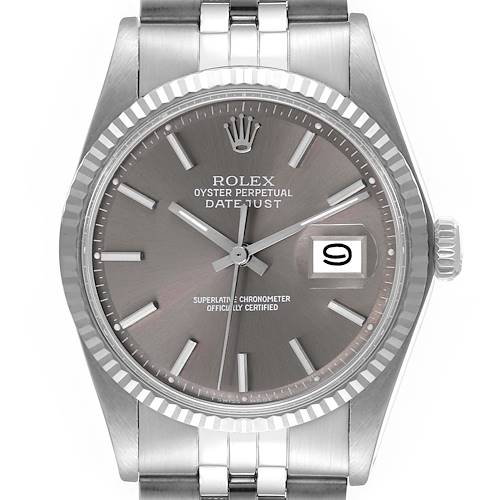 Photo of Rolex Datejust Steel White Gold Grey Ghost Dial Vintage Mens Watch 1601