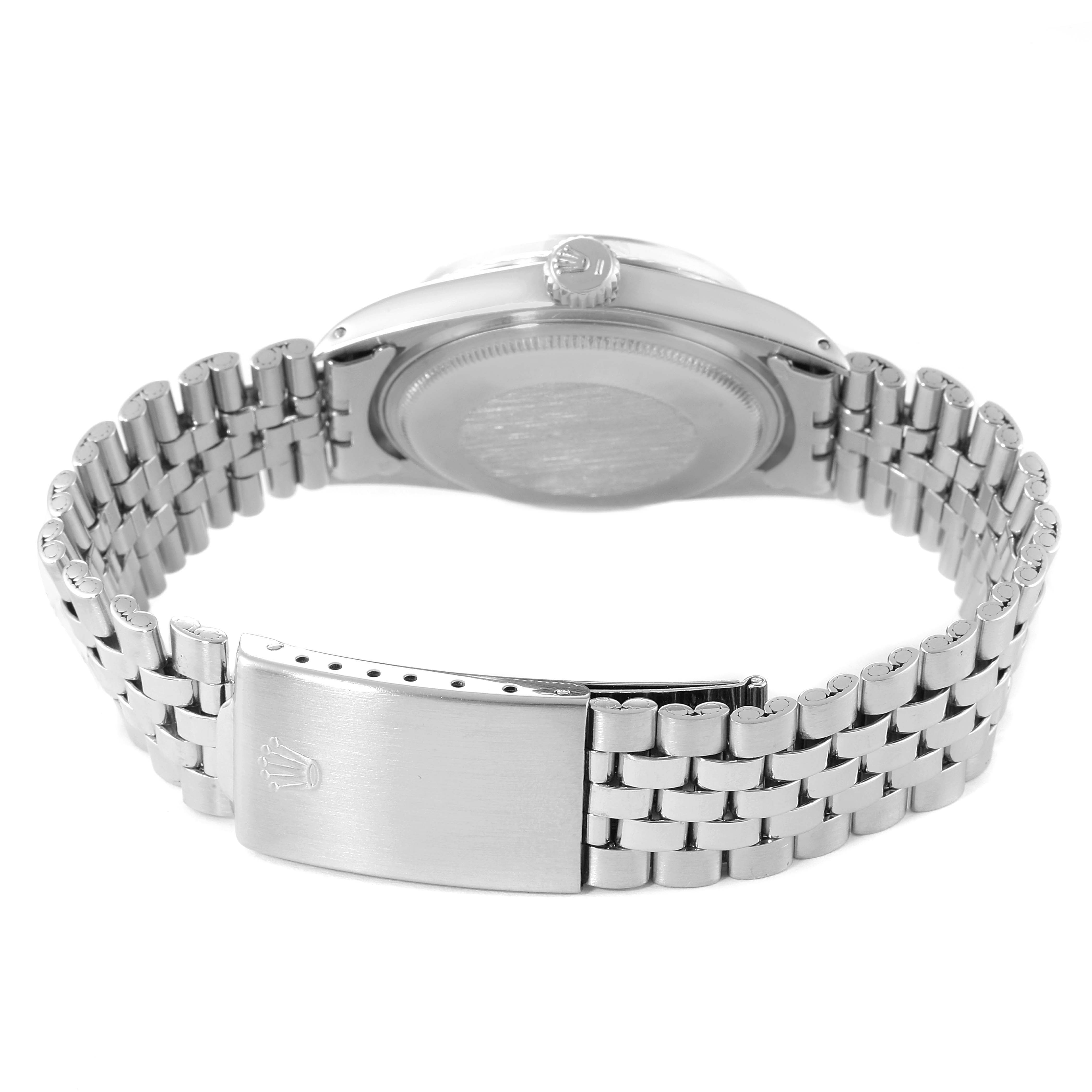 This image shows the back view and bracelet clasp of the Rolex Vintage Collection 1601 Men
s Stainless Steel Silver Dial 1601 Men
s Stainless Steel Silver Dial model watch.