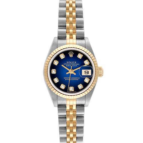 Photo of Rolex Datejust Steel Yellow Gold Blue Vignette Diamond Dial Ladies Watch 79173