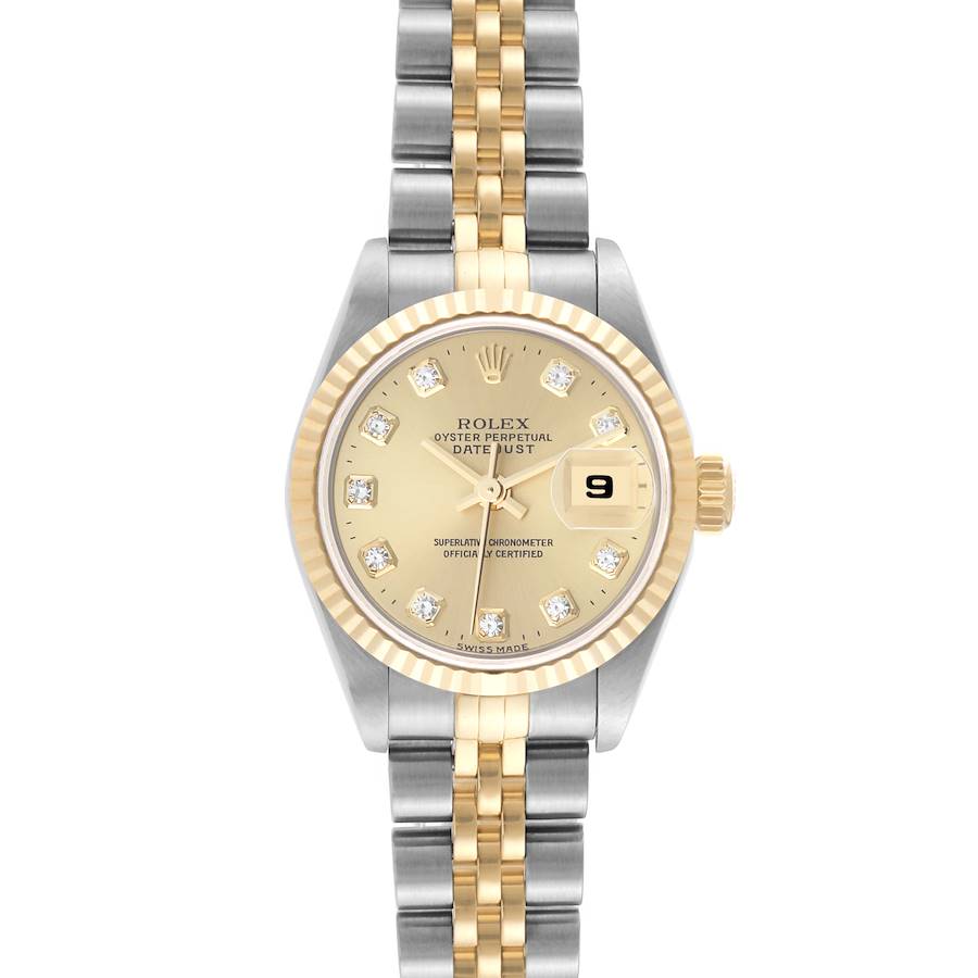 Rolex Datejust Steel Yellow Gold Diamond Ladies Watch 69173 Box Papers SwissWatchExpo