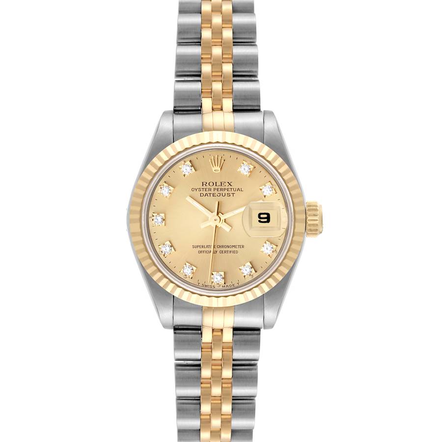 Rolex Datejust Steel Yellow Gold Diamond Ladies Watch 69173 Box Papers SwissWatchExpo