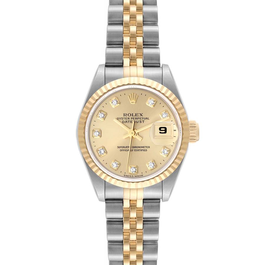 Rolex Datejust Steel Yellow Gold Diamond Ladies Watch 69173 Box Papers SwissWatchExpo