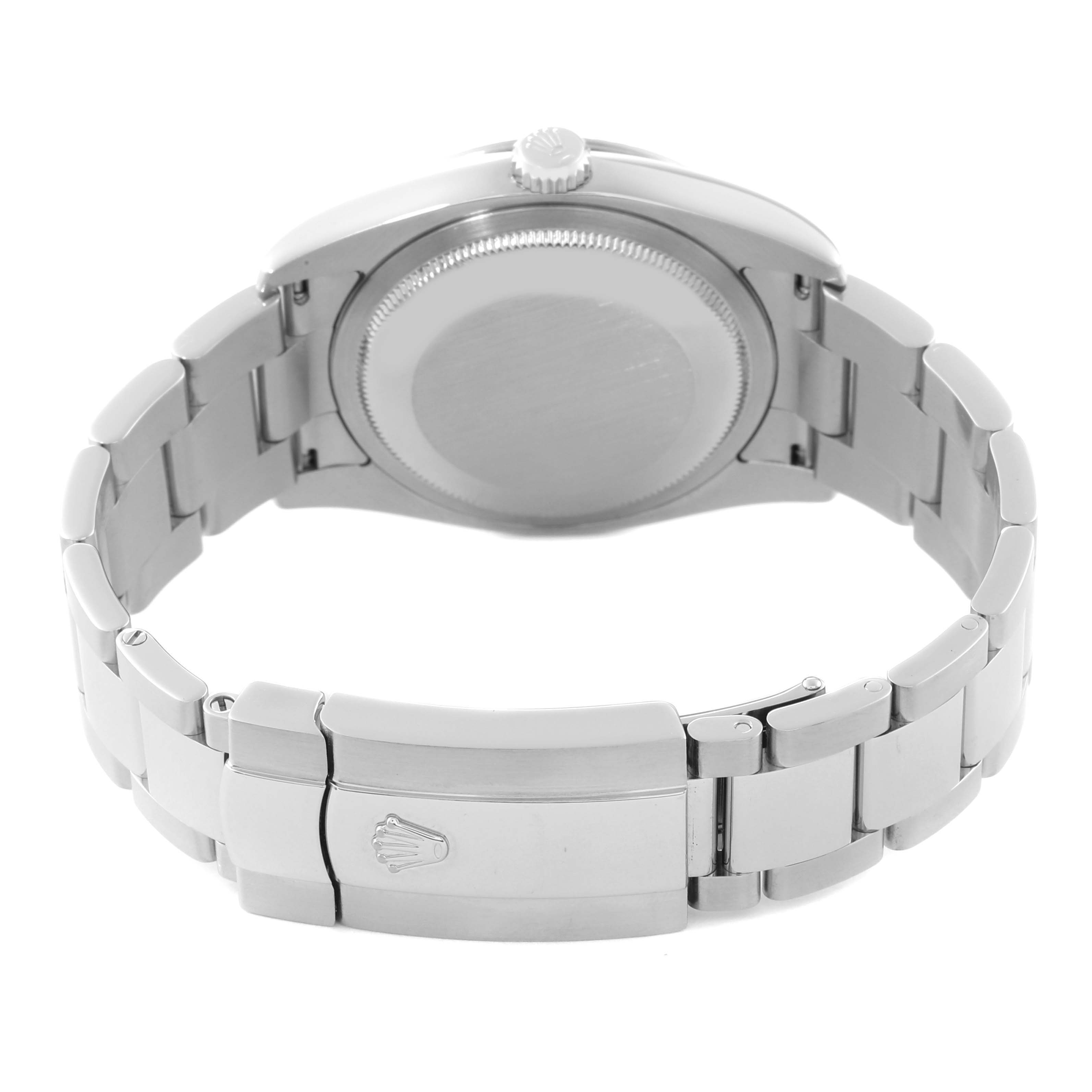 This image shows the back case and bracelet of a Rolex Turn-o-Graph 116264 Men's Stainless Steel Black Dial 116264 Men's Stainless Steel Black Dial watch, viewed from the rear.