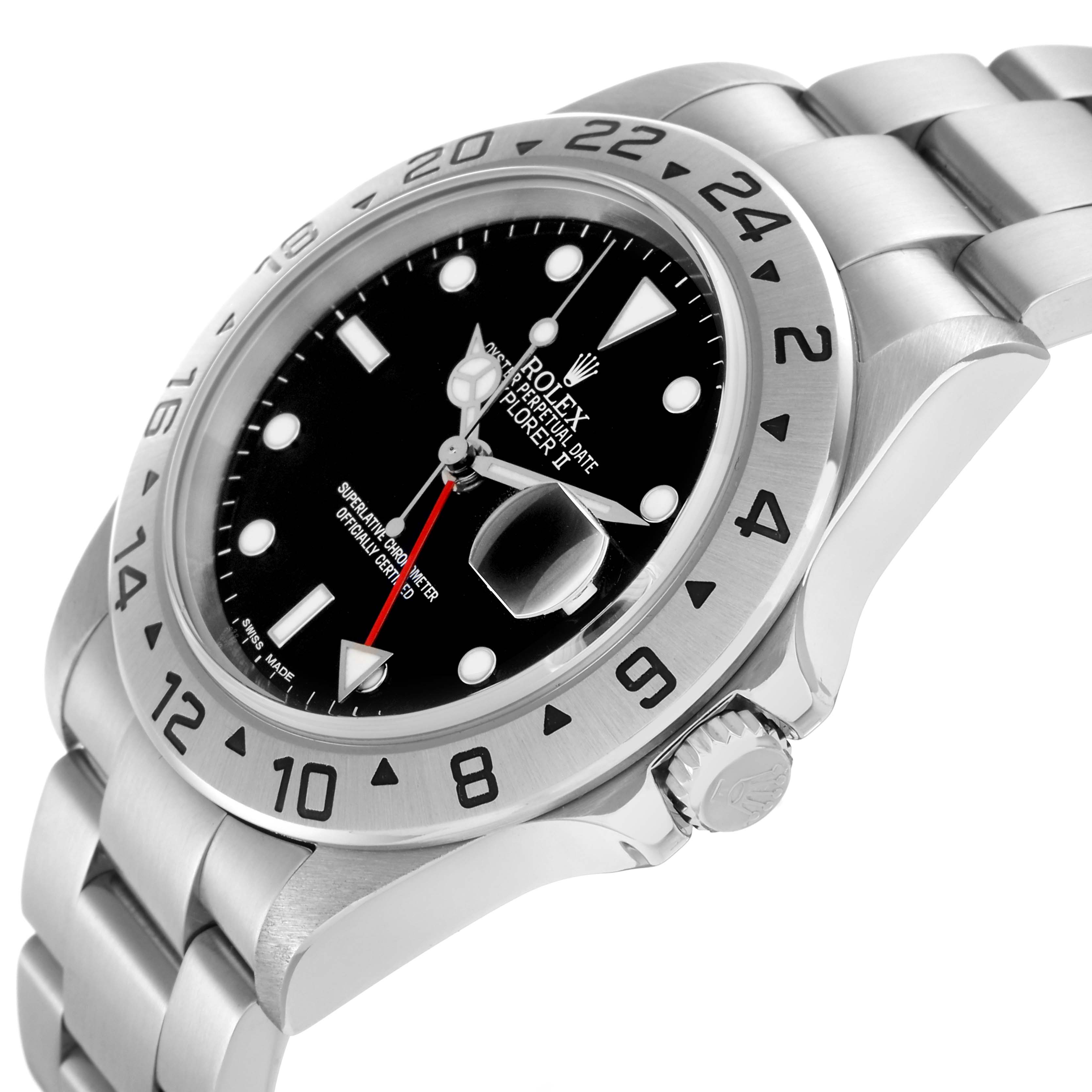 The Rolex Explorer 16570 Men
s Stainless Steel Black Dial 16570 Men
s Stainless Steel Black Dial watch is shown from a diagonal angle, highlighting the bezel, dial, crown, and part of the bracelet.
