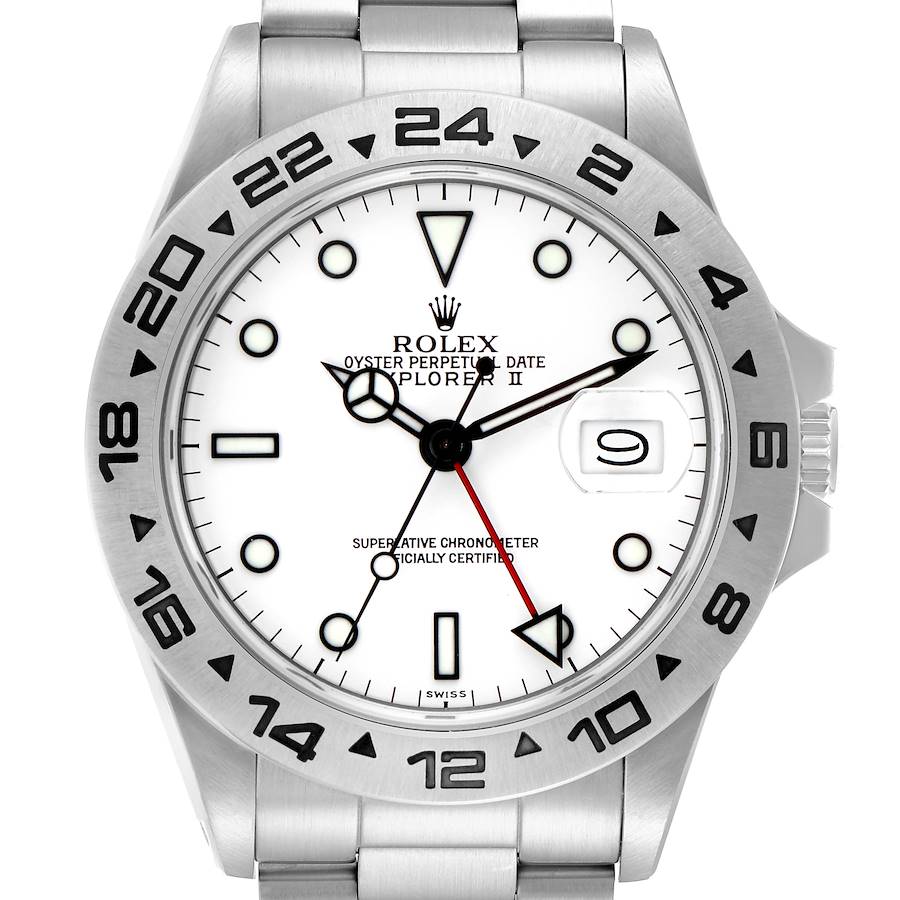 The Rolex Explorer watch is shown from the front, displaying the bezel, dial, hands, and bracelet.