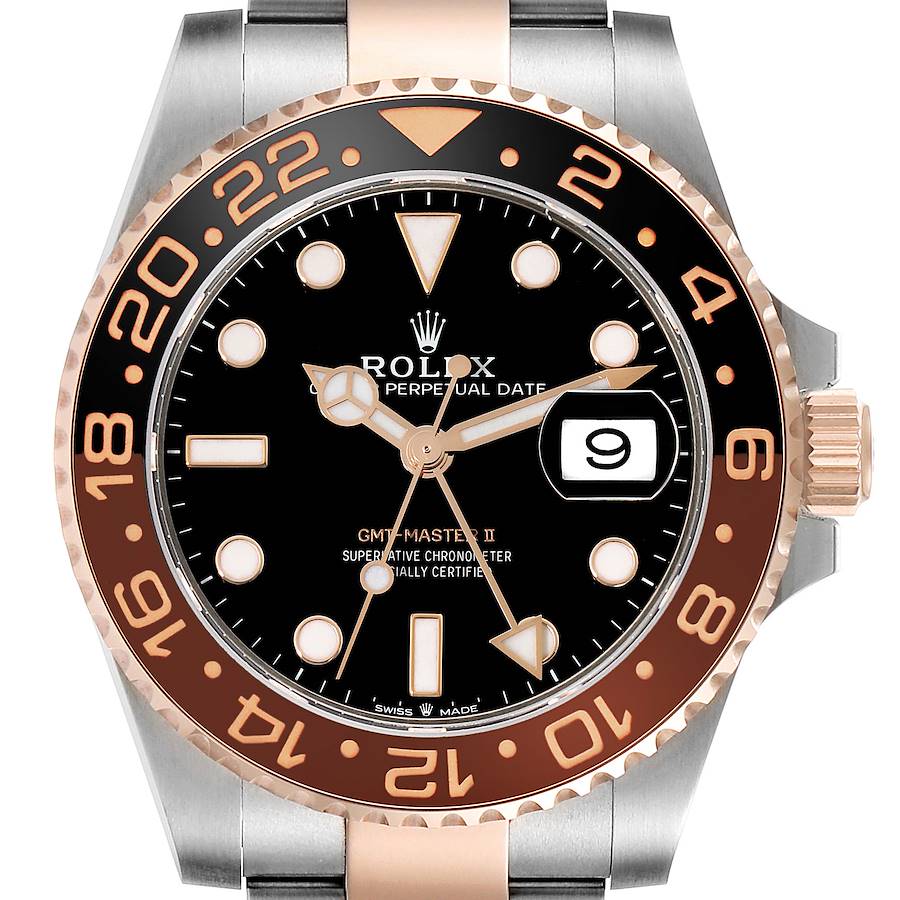 Rolex GMT Master II Root Beer Steel Rose Gold Mens Watch 126711 Box Card SwissWatchExpo