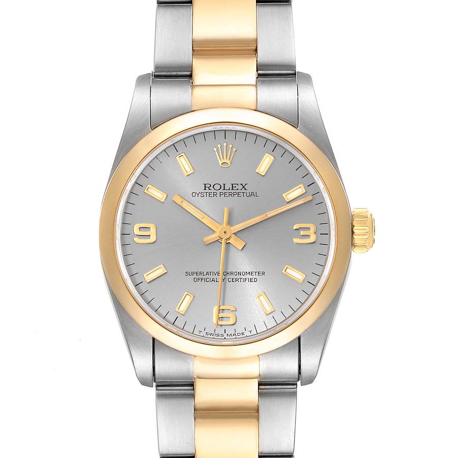 Rolex Midsize 31 Slate Dial Yellow Gold Steel Ladies Watch 67483 SwissWatchExpo