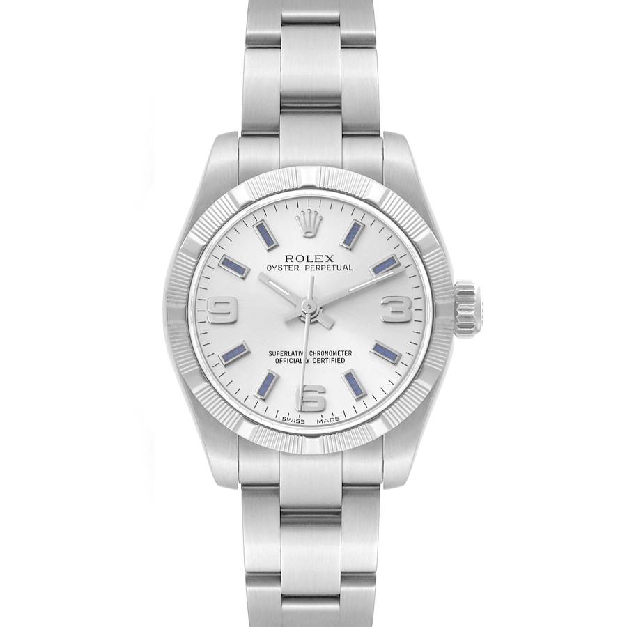 Rolex Oyster Perpetual Silver Dial Oyster Bracelet Steel Ladies Watch 176210 SwissWatchExpo