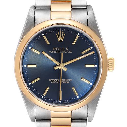 Photo of Rolex Oyster Perpetual Steel Yellow Gold Mens Watch 14203 Box Papers