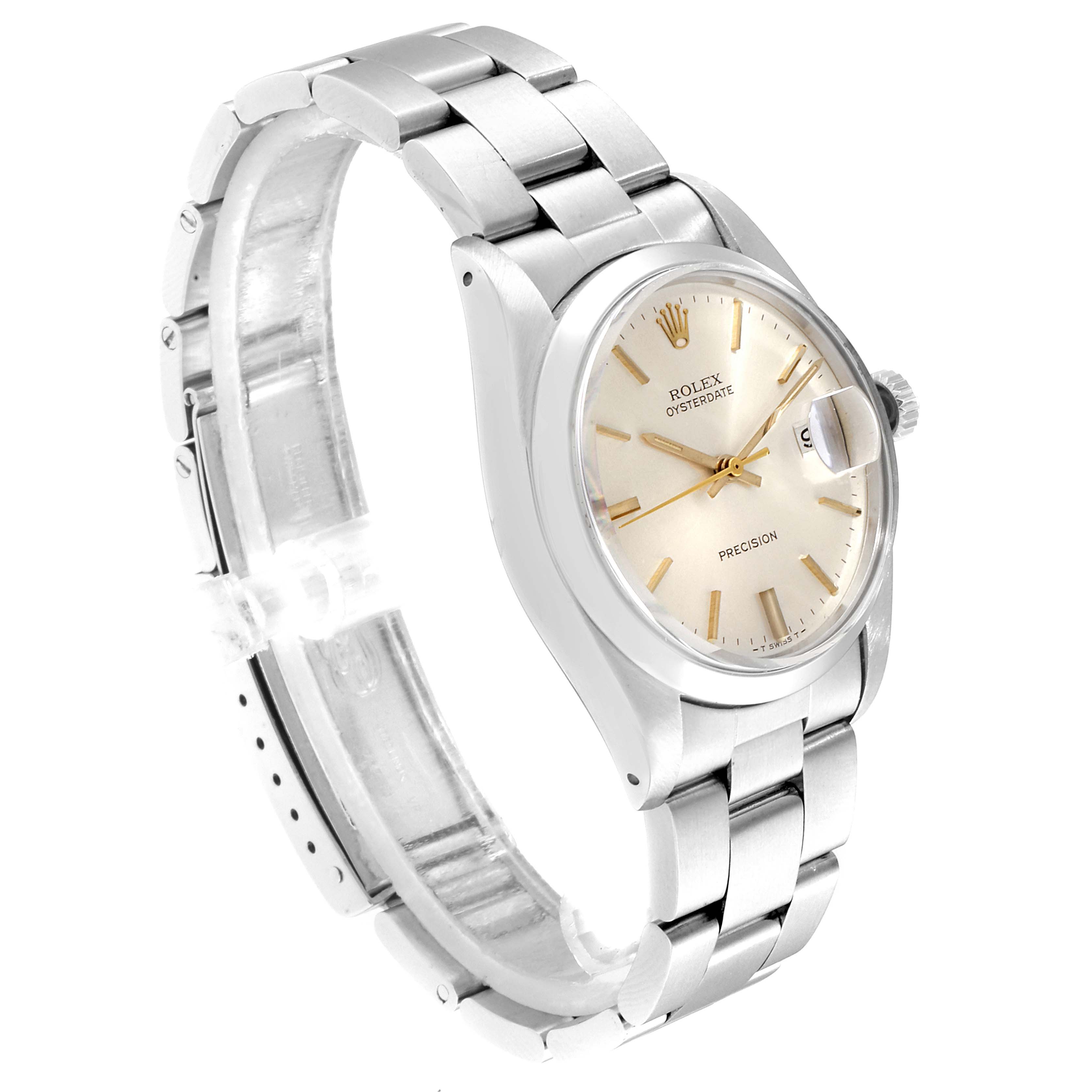 The image shows a Rolex Vintage Collection 6694 Men
s Stainless Steel Silver Dial 6694 Men
s Stainless Steel Silver Dial watch, angled from the front-left, displaying the dial, case, and a portion of the bracelet.