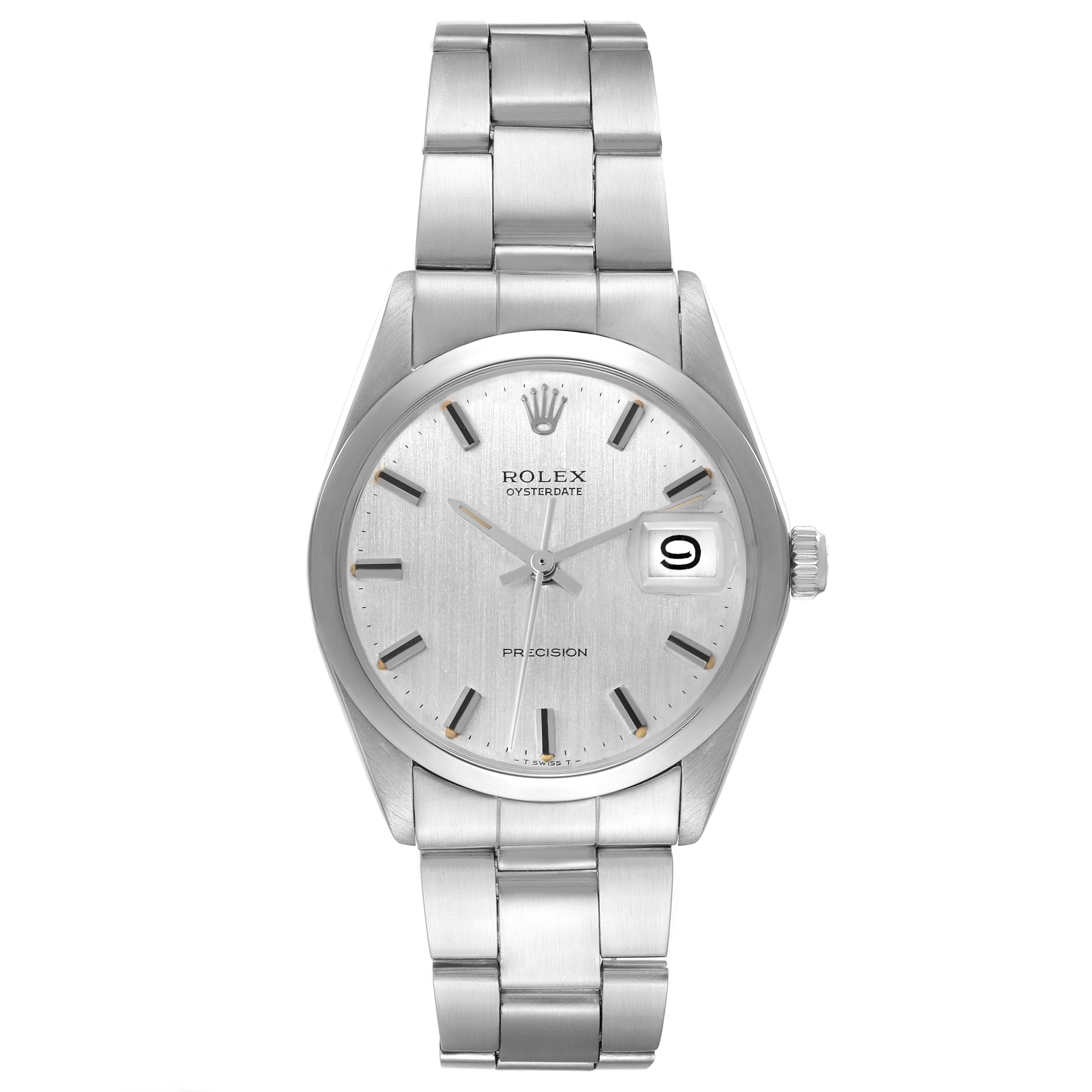 The Rolex Vintage Collection Men
s Stainless Steel Silver Dial Men
s Stainless Steel Silver Dial model is shown from the front, displaying the dial, bezel, bracelet, and crown.