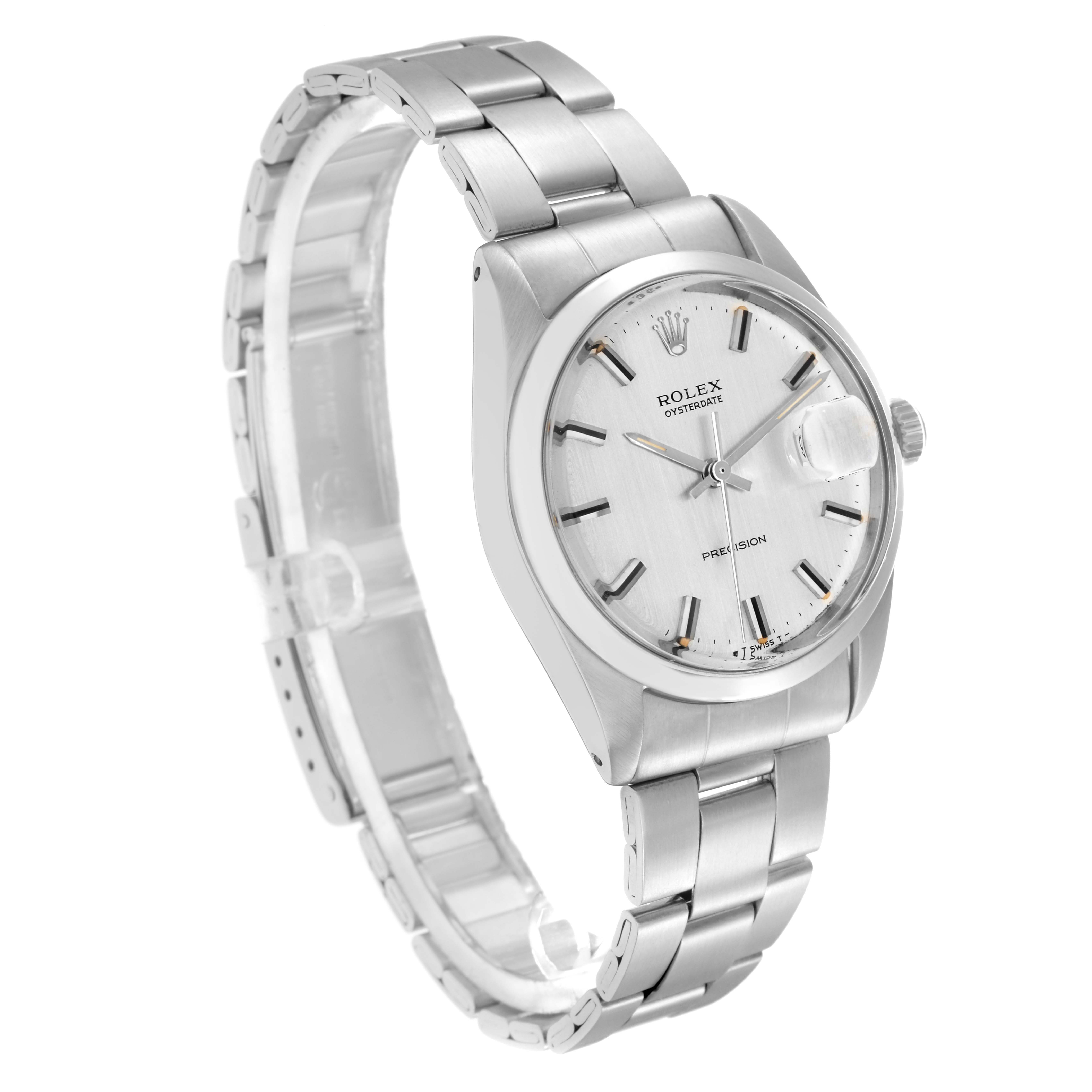The Rolex Vintage Collection Men
s Stainless Steel Silver Dial Men
s Stainless Steel Silver Dial watch is shown at a three-quarter angle, highlighting the face, bezel, and bracelet.