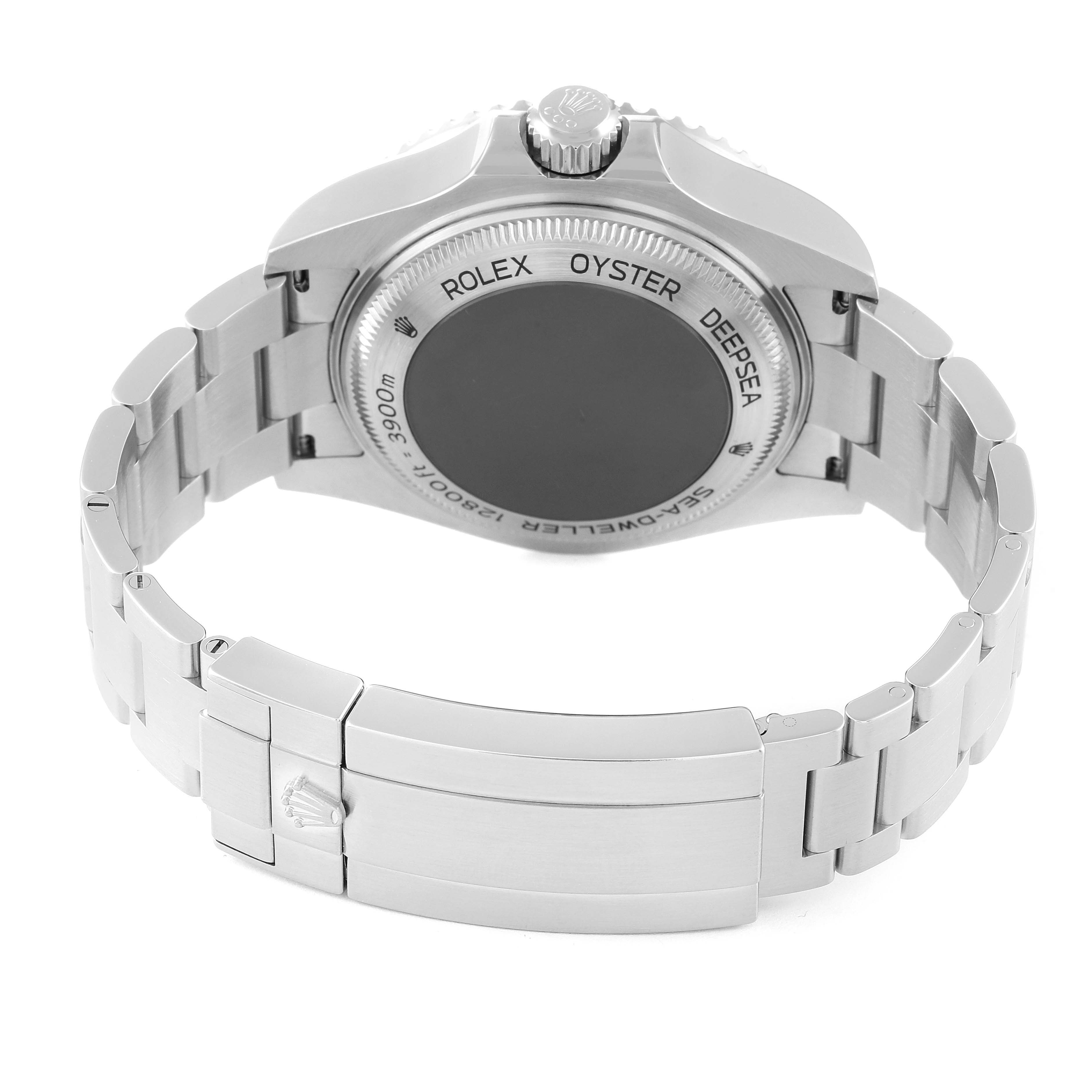 The image shows the back and bracelet of a Rolex Sea-Dweller 126660 Men
s Stainless Steel Blue Dial 126660 Men
s Stainless Steel Blue Dial watch at a rear angle.