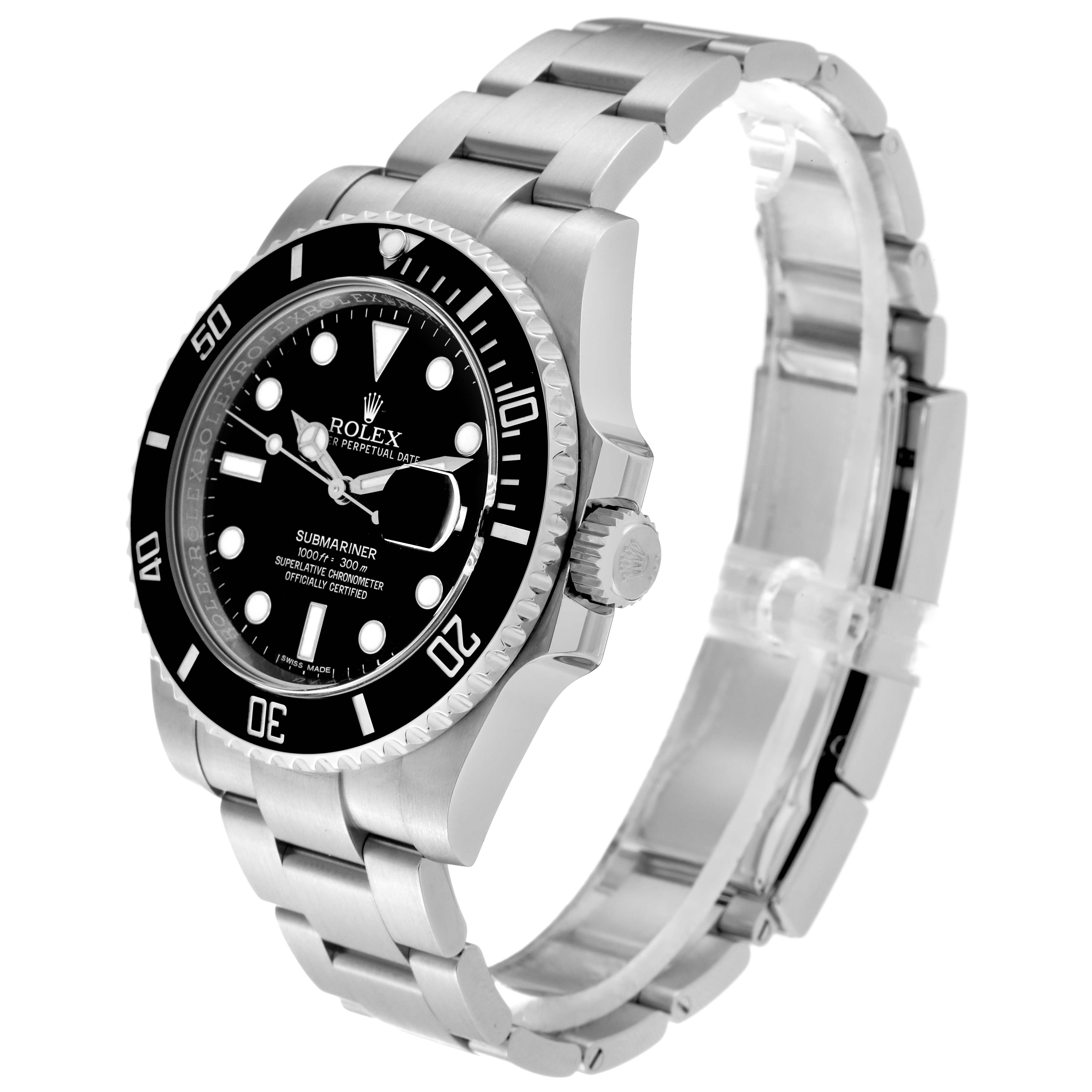 The image shows a Rolex Submariner 116610 Men
s Stainless Steel Black Dial 116610 Men
s Stainless Steel Black Dial watch at a three-quarter angle, highlighting the bezel, dial, bracelet, and crown.