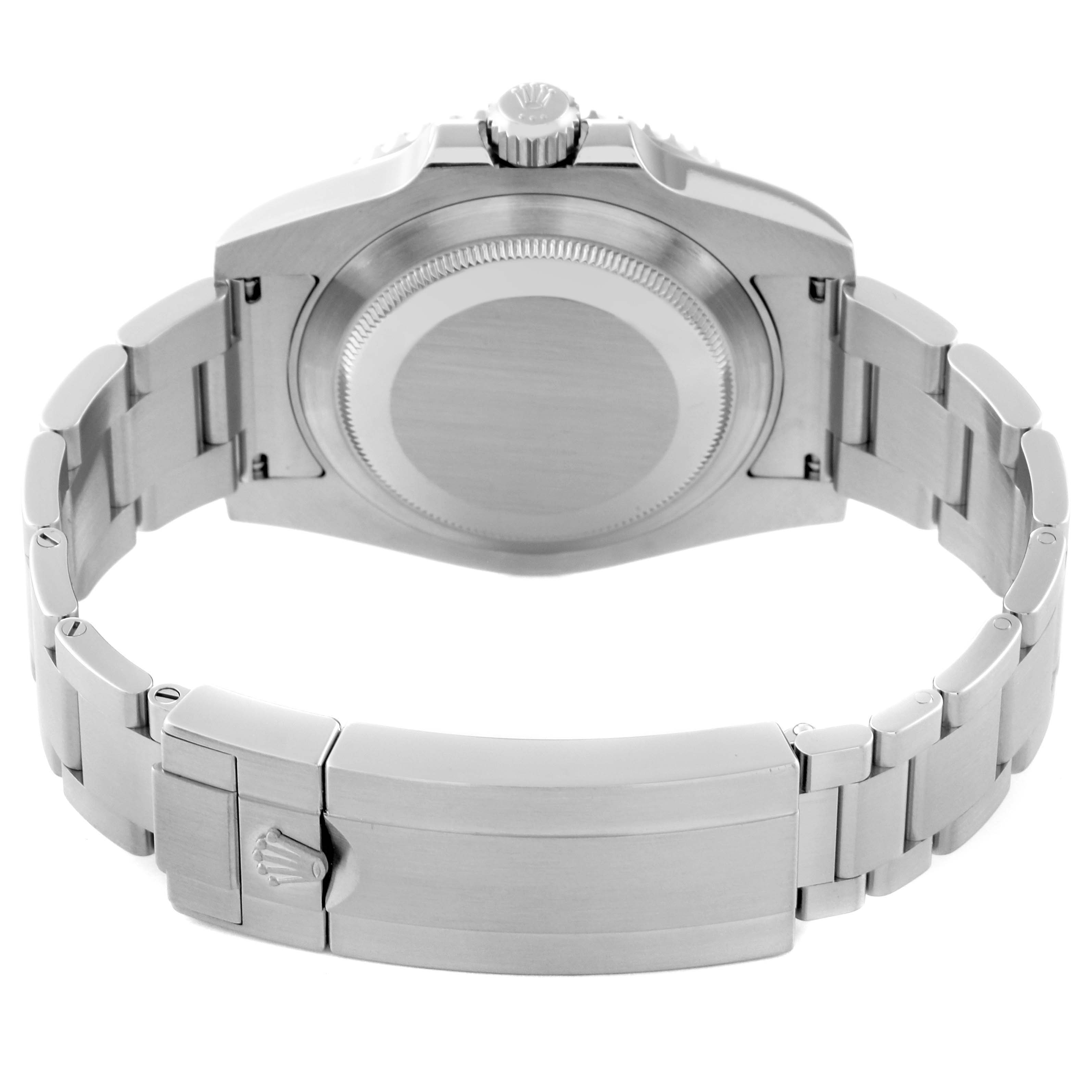 The image shows the back and bracelet clasp of a Rolex Submariner 116610 Men
s Stainless Steel Black Dial 116610 Men
s Stainless Steel Black Dial watch from a rear angle.