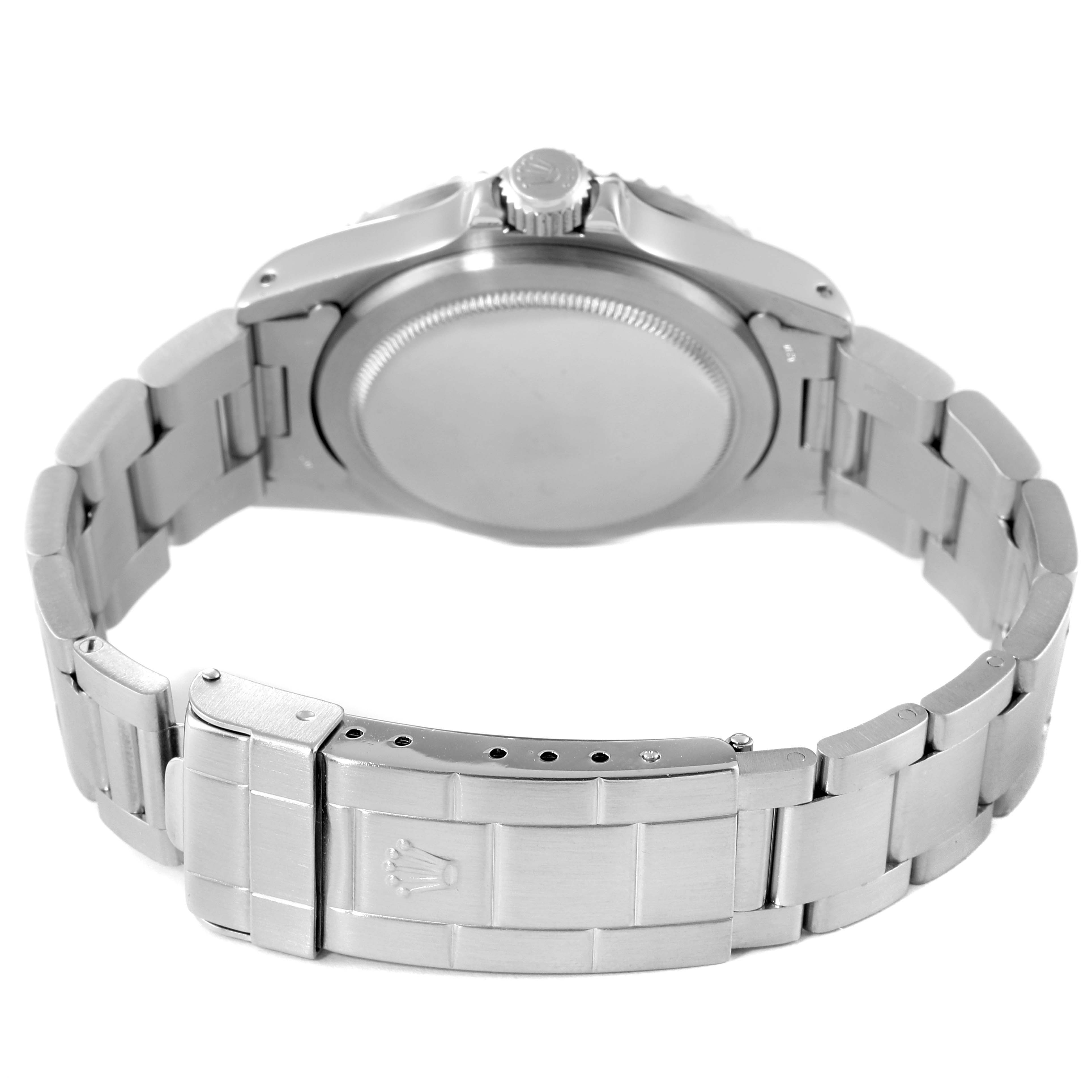 The image shows the back and clasp of a Rolex Vintage Collection 5513 Men's Stainless Steel Black Dial 5513 Men's Stainless Steel Black Dial watch, displaying the stainless steel bracelet and case.