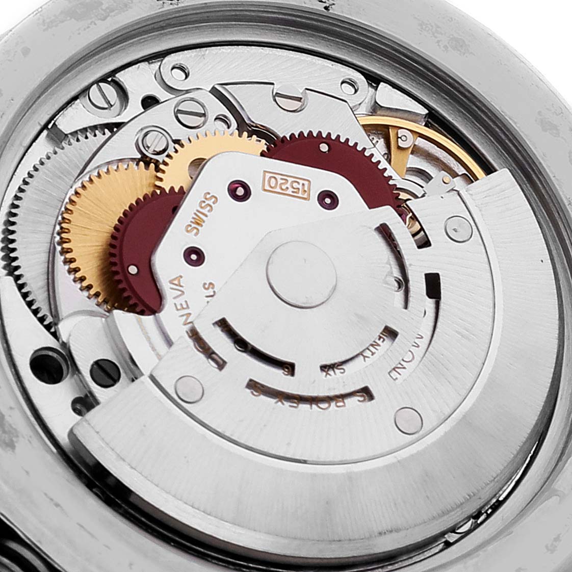 The image shows the back view of the movement mechanism of the Vintage Collection model by Rolex.