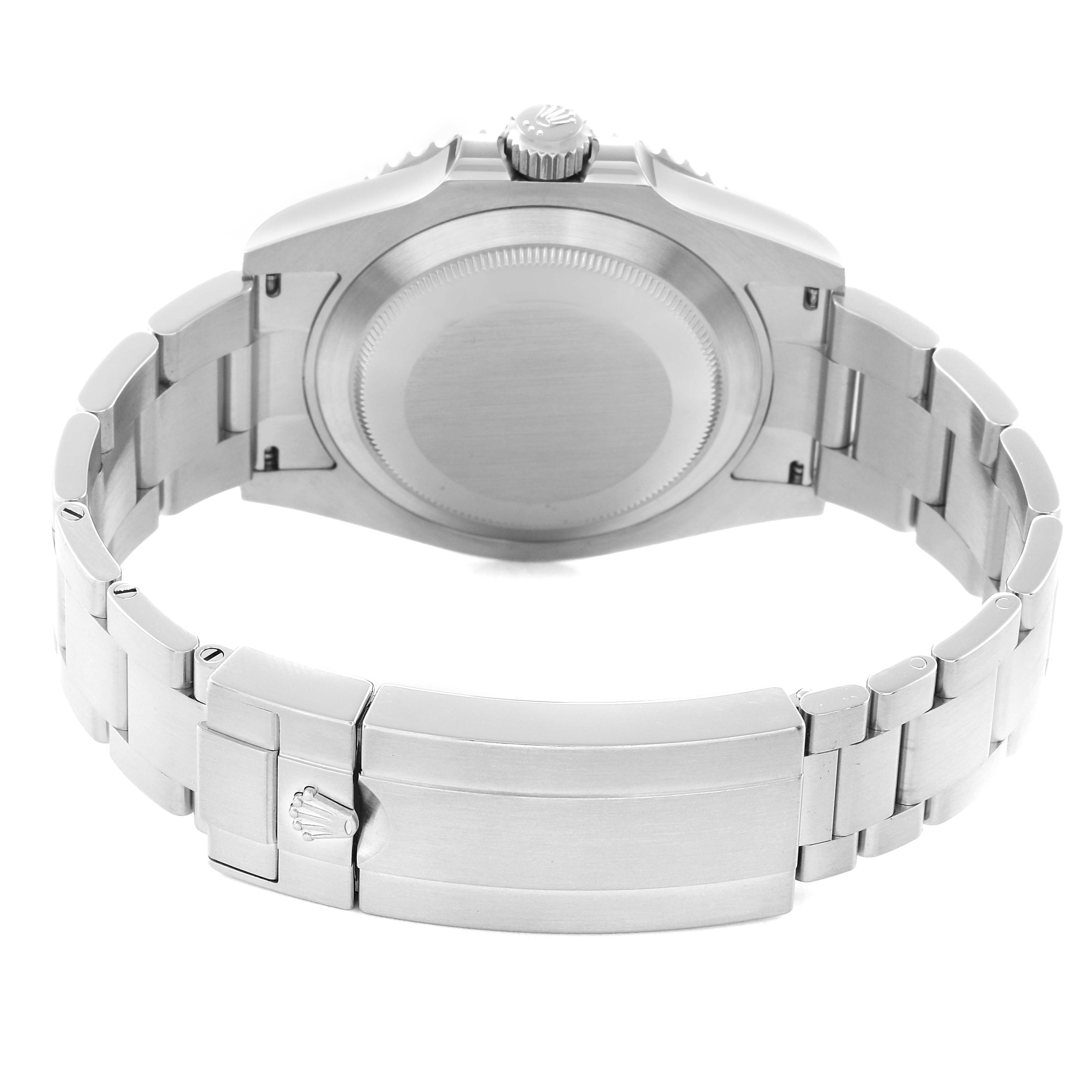 The image shows the back view of the Rolex Submariner 126610LV Men
s Stainless Steel Black Dial 126610LV Men
s Stainless Steel Black Dial, highlighting the case back, bracelet, and clasp.