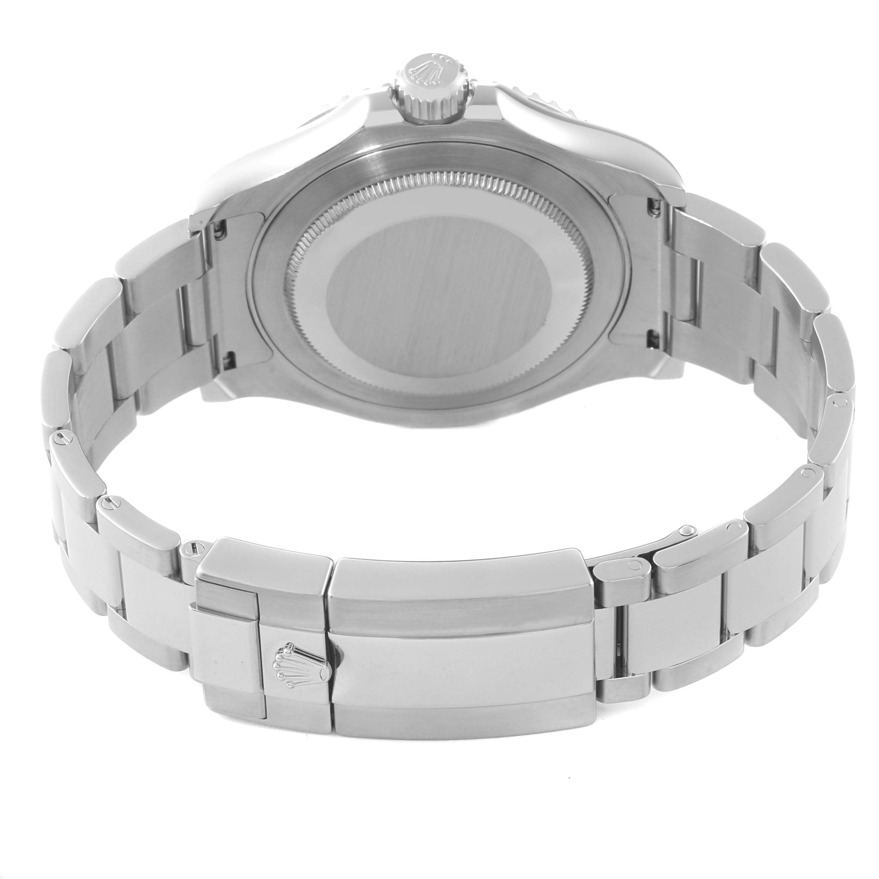 This image shows the back view and clasp of the Rolex Yacht-Master 116622 Men's Stainless Steel Blue Dial 116622 Men's Stainless Steel Blue Dial watch, highlighting the bracelet and case back.