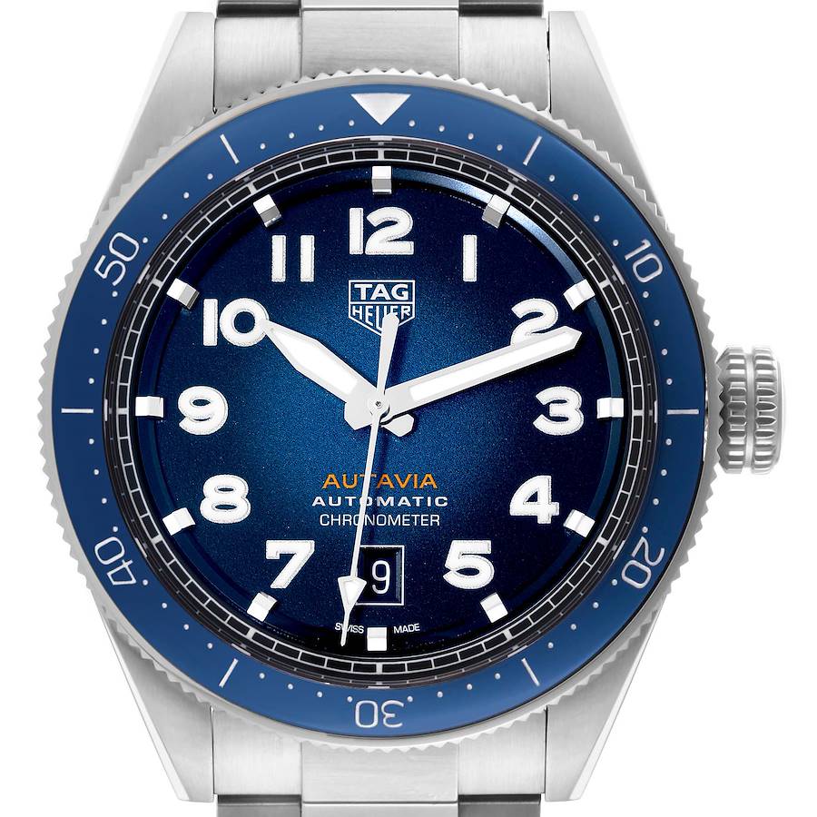 Tag Heuer Autavia Calibre 5 Blue Dial Steel Mens Watch WBE5116 Box Card SwissWatchExpo