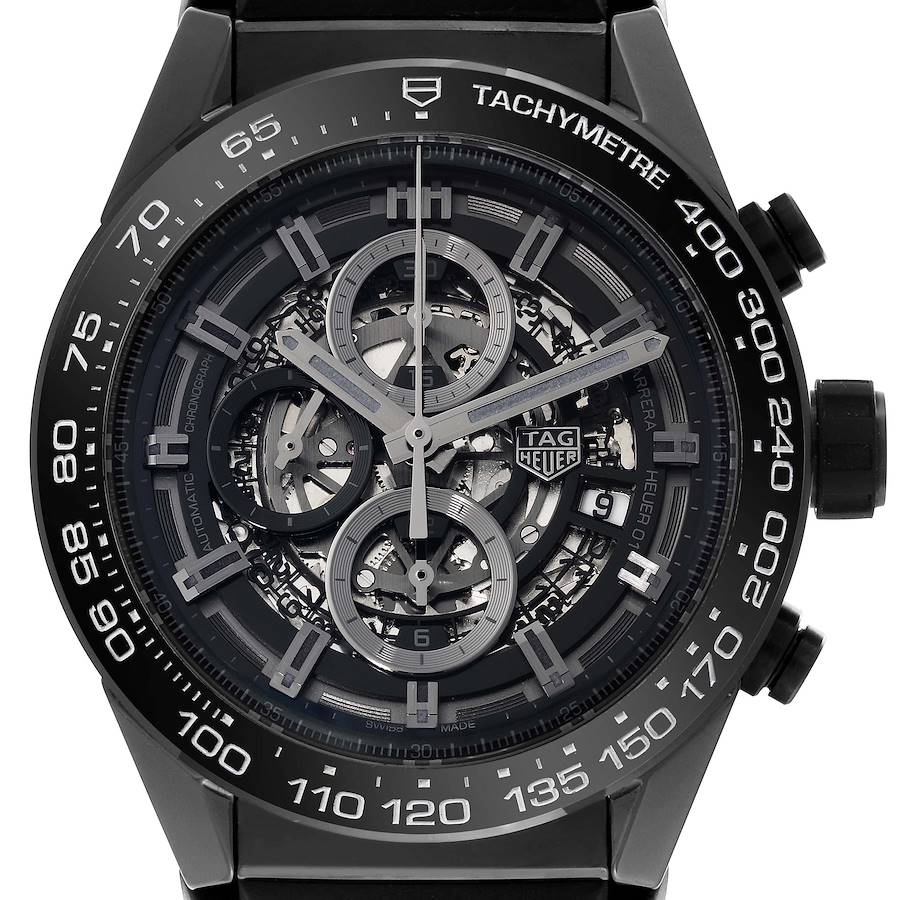 Tag Heuer Carrera Black Ceramic Chronograph Mens Watch CAR2A90 Box Card SwissWatchExpo