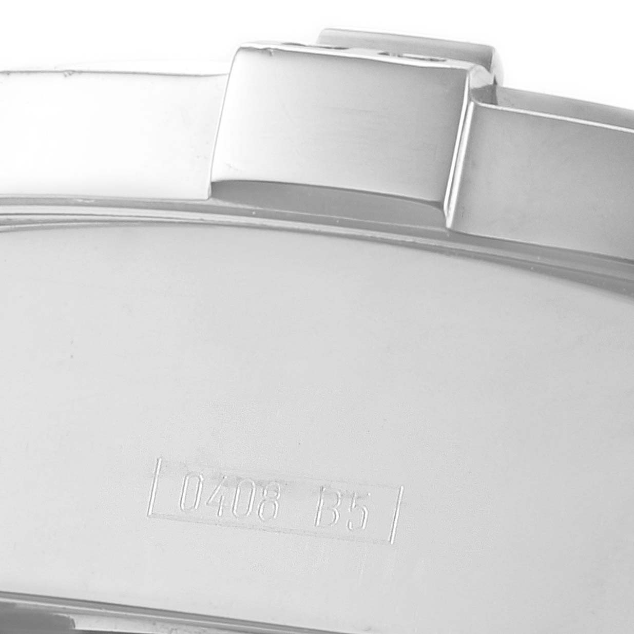 This image shows a close-up view of the clasp and part of the bracelet of a Breitling Avenger A13381 Men's Stainless Steel Grey Dial A13381 Men's Stainless Steel Grey Dial watch.