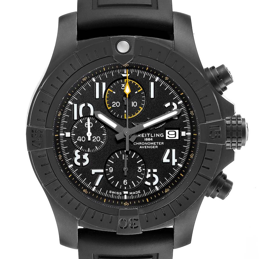 Breitling Avenger Night Mission DLC Coated Titanium Watch V13317 Box Card SwissWatchExpo