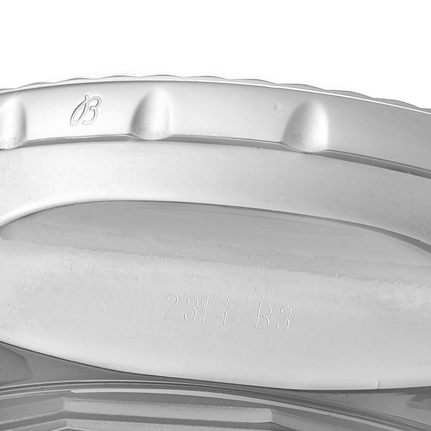 The image shows the bezel of a Breitling Bentley AB061112.BD80.990A Men's Stainless Steel Black Dial AB061112.BD80.990A Men's Stainless Steel Black Dial watch from a close-up, side angle, highlighting the engraved markings.